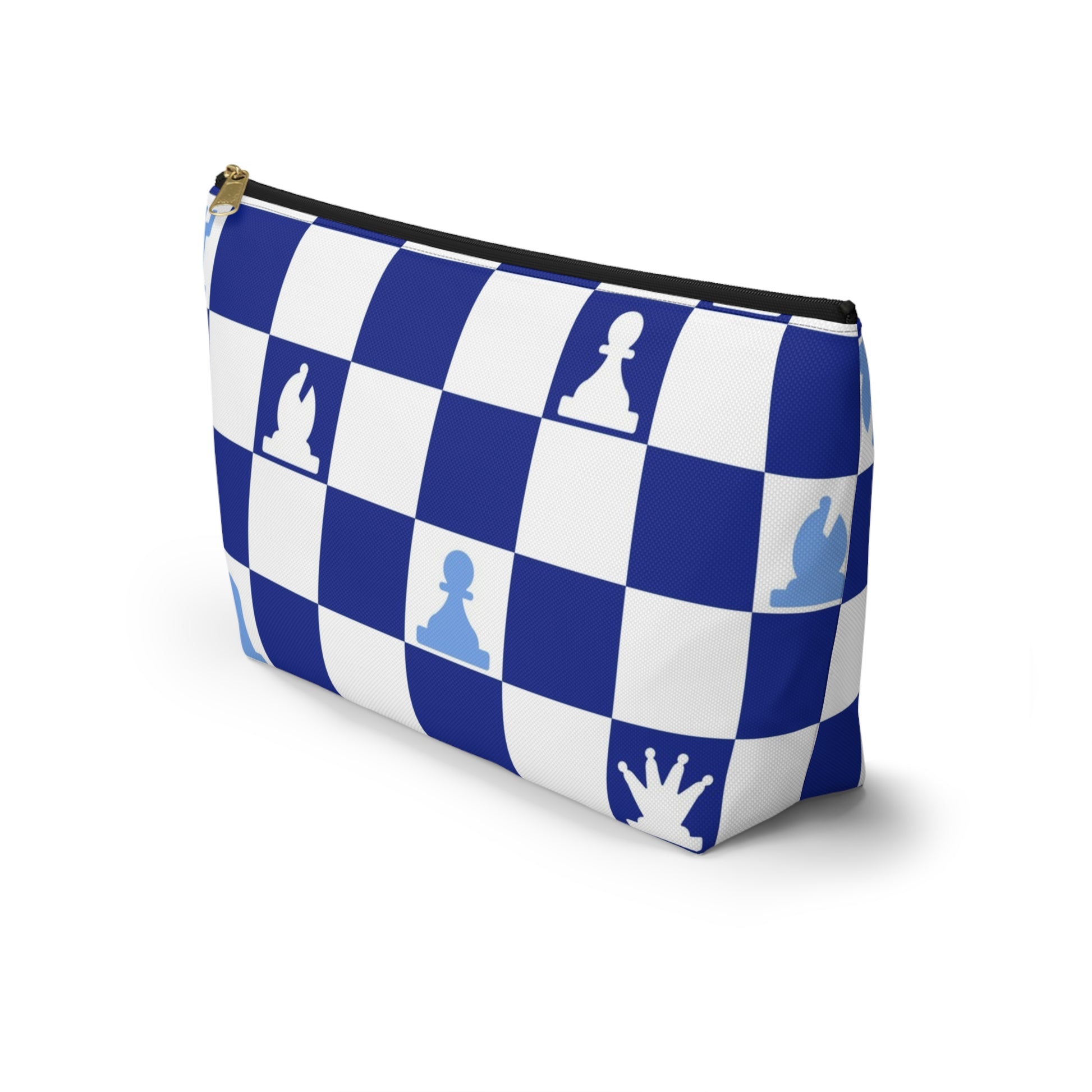 Chessboard Navy Blue Accessory Pouch w T-bottom, Artsulli - Art is Long, Life is Short, Bags, , , , , , , 