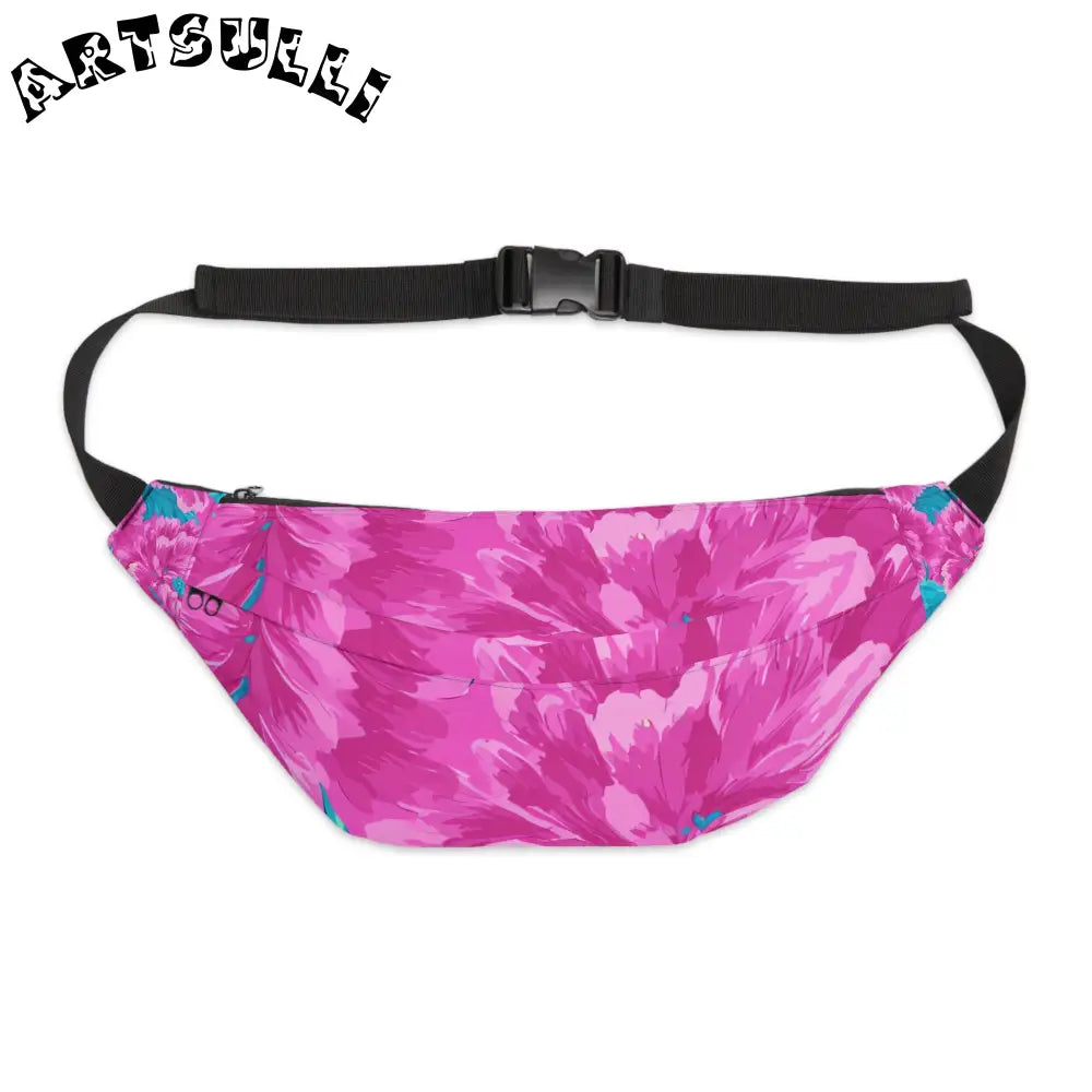 80s Dreamscape Floral Large Fanny Pack, Artsulli - Art is Long, Life is Short, Bags, Size, 8" × 9" × 4'', , , , , 14354027065845147059