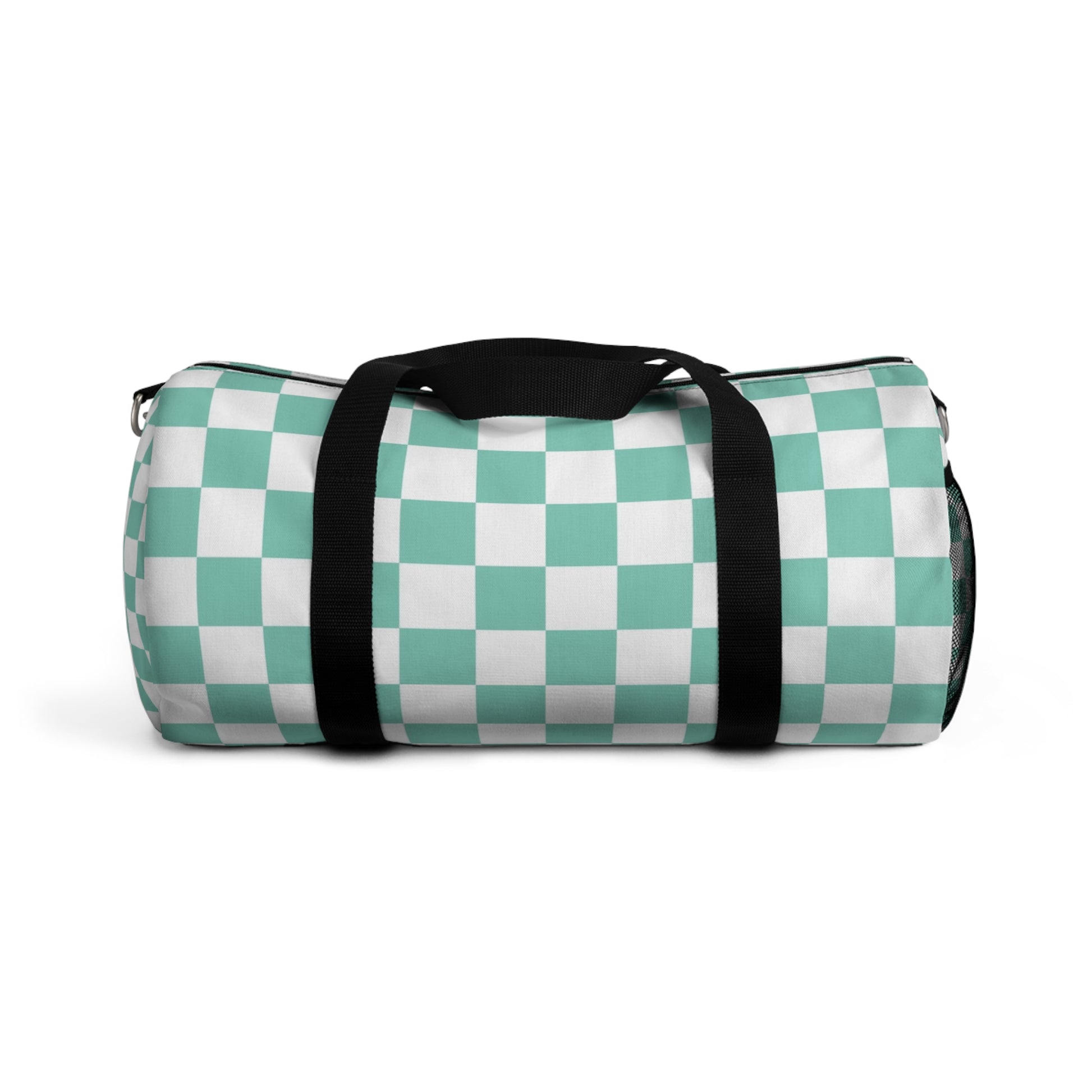 Checkerboard Light Green Duffel Bag, Artsulli - Art is Long, Life is Short, Bags, Size, Small, , , , , 78531216654858365344