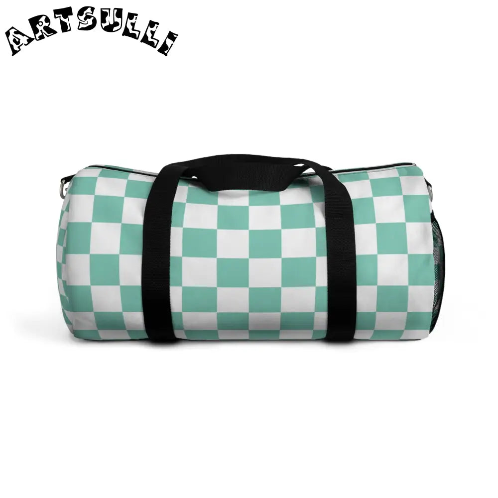 JAKKOUTTHEBXX Checkerboard Light Green Duffel Bag JAKKOUTTHEBXX