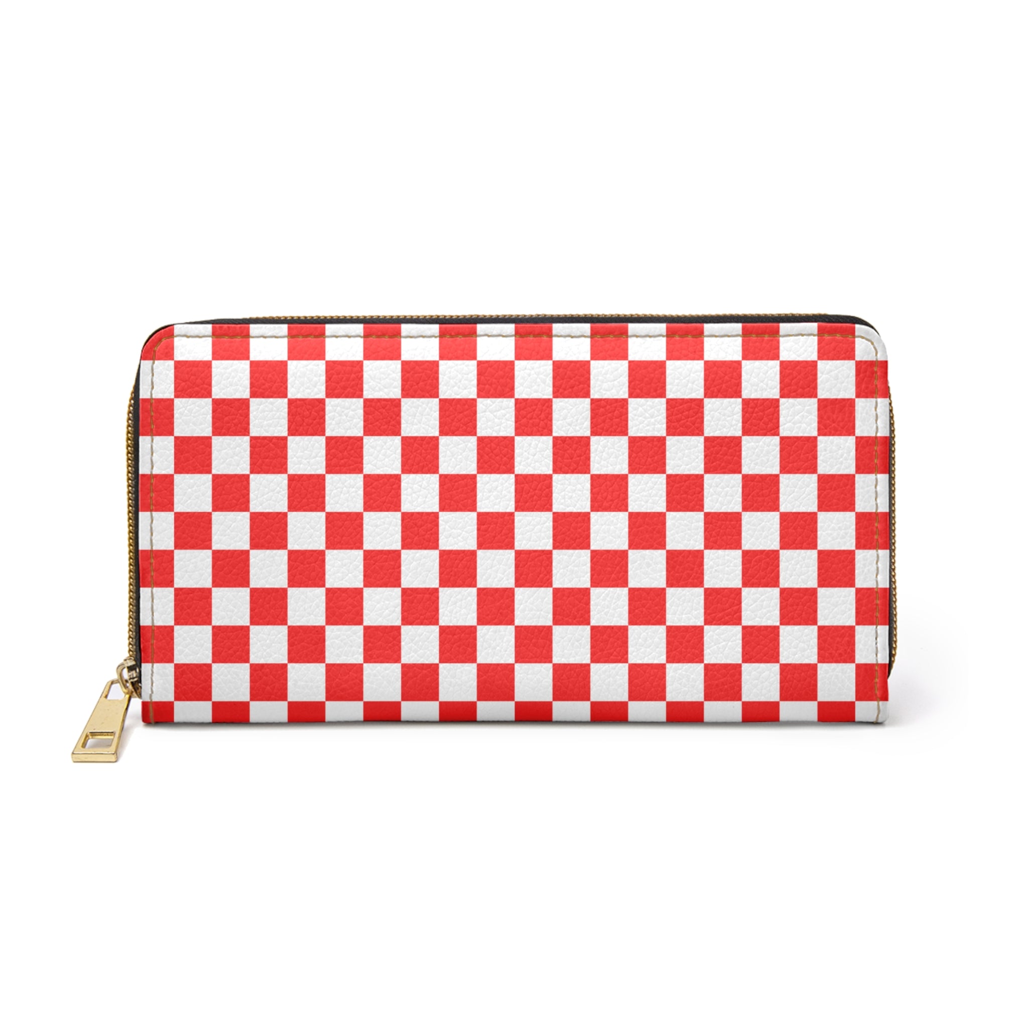 Checkerboard Red and White Zipper Wallet, Artsulli - Art is Long, Life is Short, Accessories, Size, One size, Color, White, , , 26024446559203915499