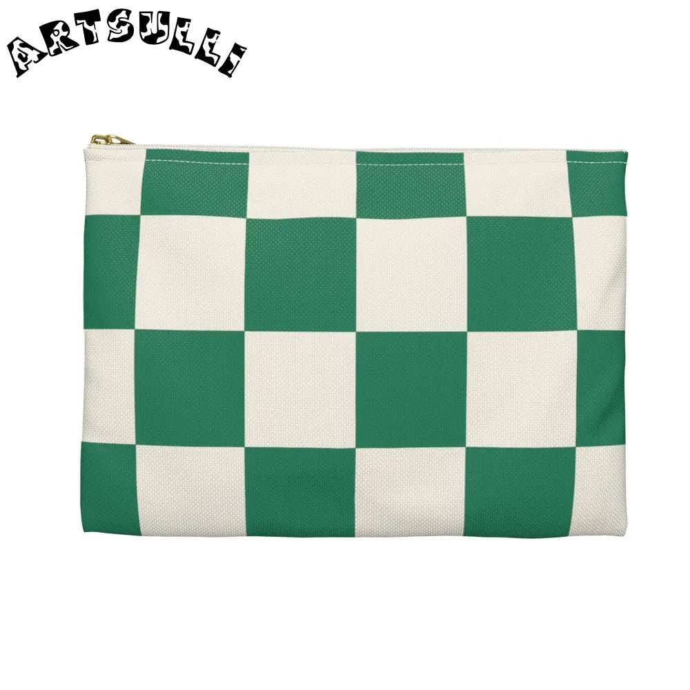 JAKKOUTTHEBXX Checkerboard Dark Green Accessory Pouch JAKKOUTTHEBXX