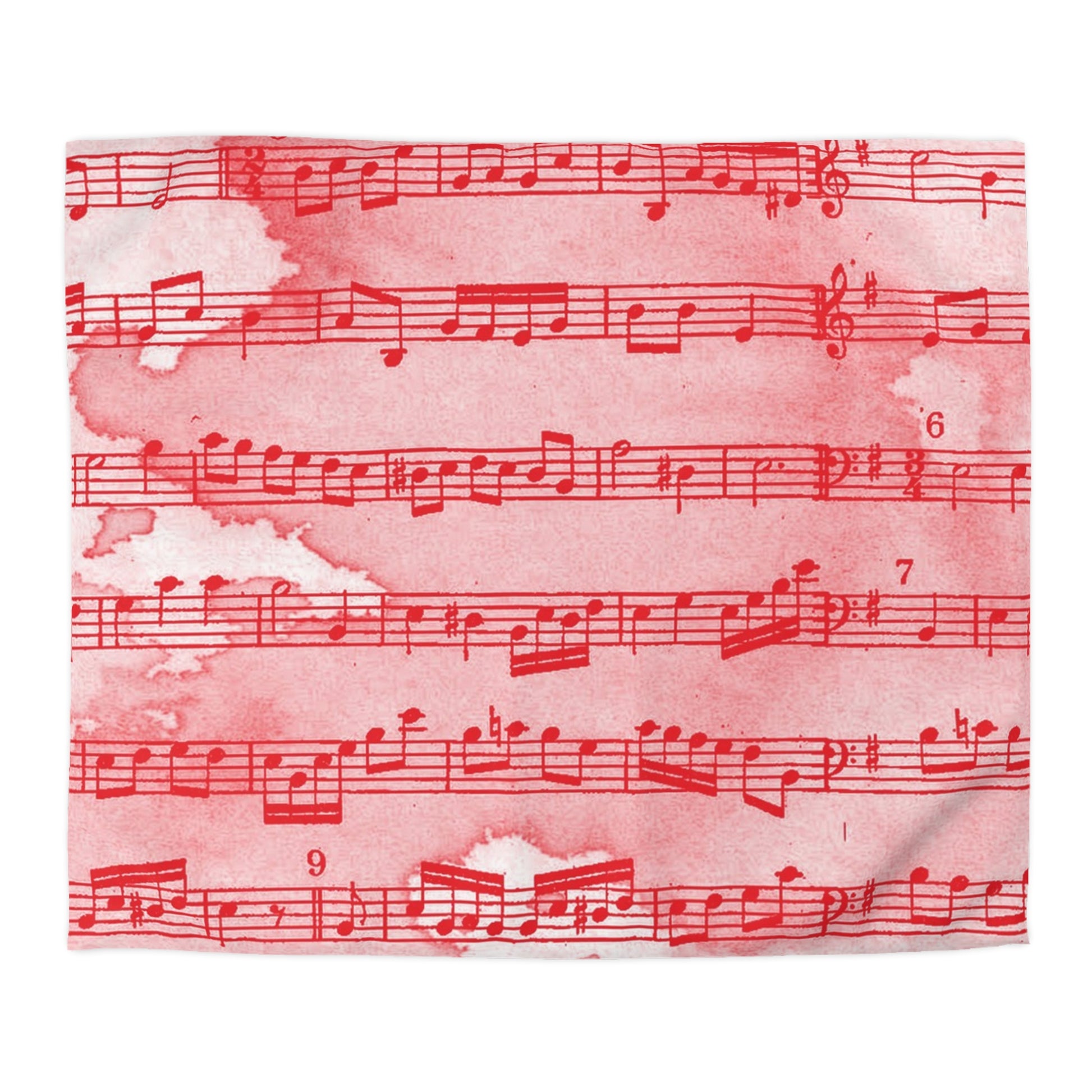 Drip Spill Type Beat Sheet Music Red Microfiber Duvet Cover, Artsulli - Art is Long, Life is Short, Home Decor, Size, King, Color, White, , , 16098767670674643436