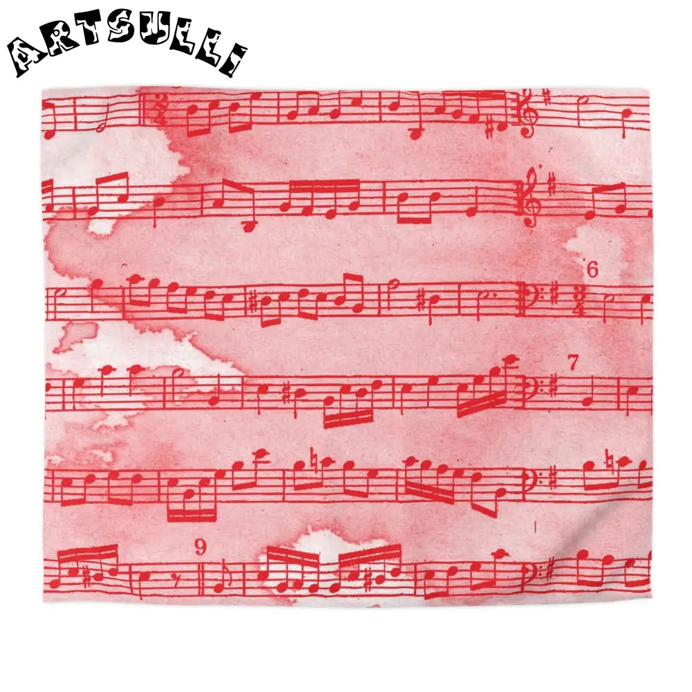 JAKKOUTTHEBXX Red Watercolor Sheet Music Art Printed Duvet Cover 2025