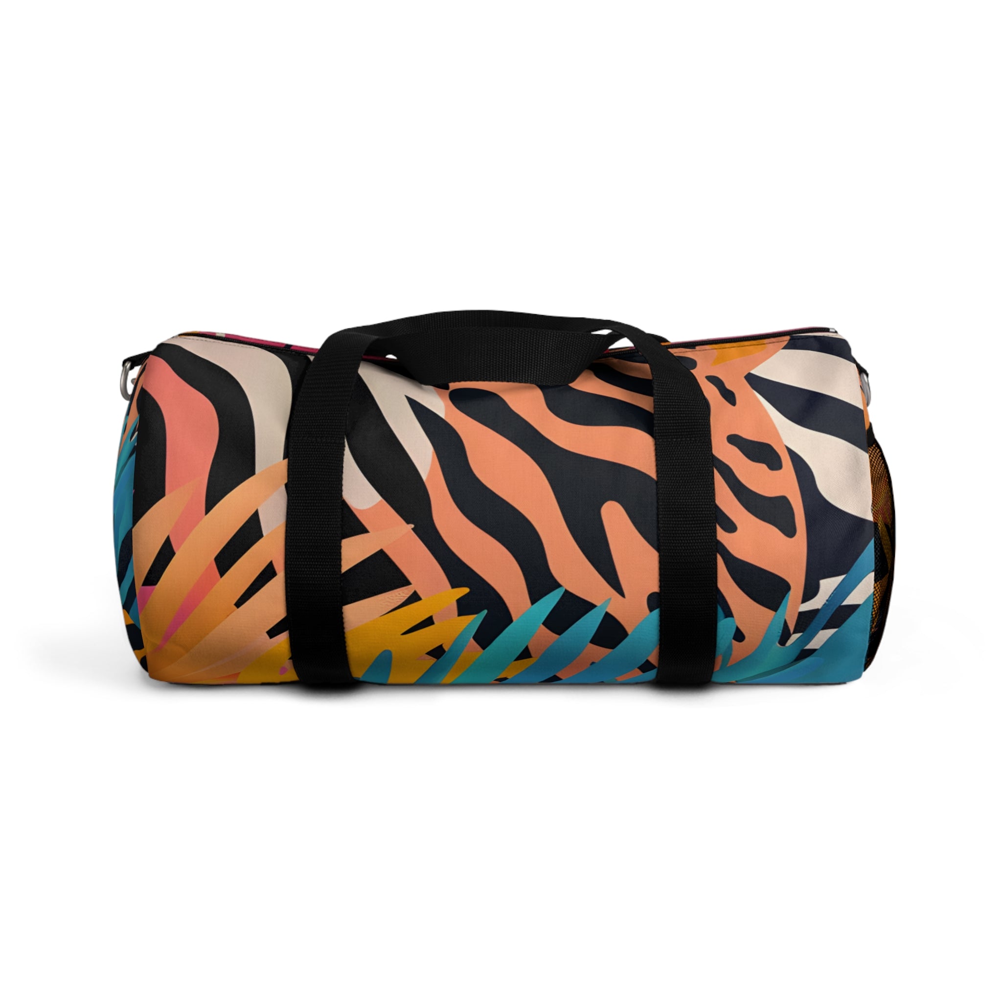 Palm Leaves x Tiger Stripes Orange and Blue Duffel Bag, Artsulli - Art is Long, Life is Short, Bags, Size, Small, , , , , 87687739568675