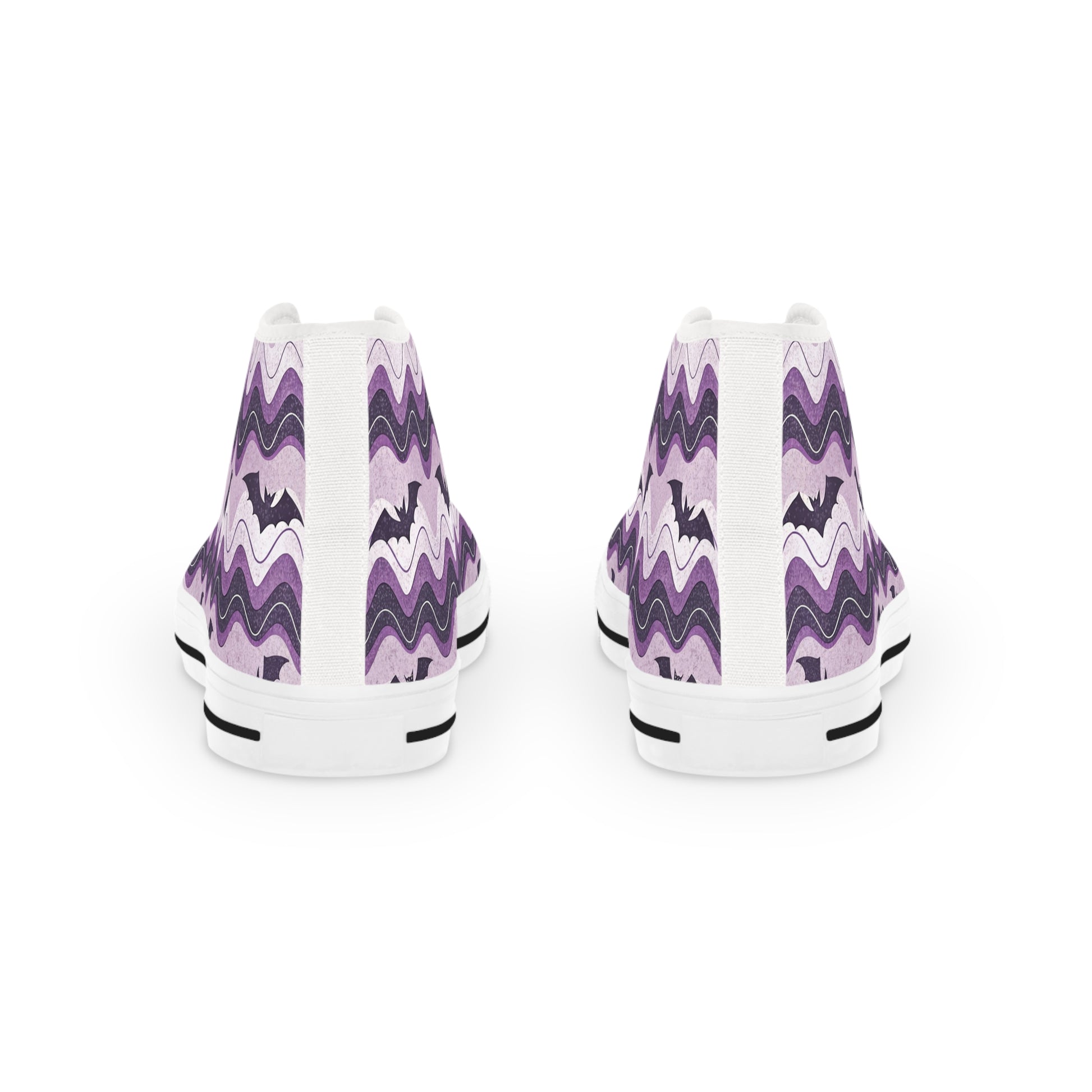 Bat Wave Purple Men's High Top Sneakers, Artsulli - Art is Long, Life is Short, Shoes, , , , , , , 