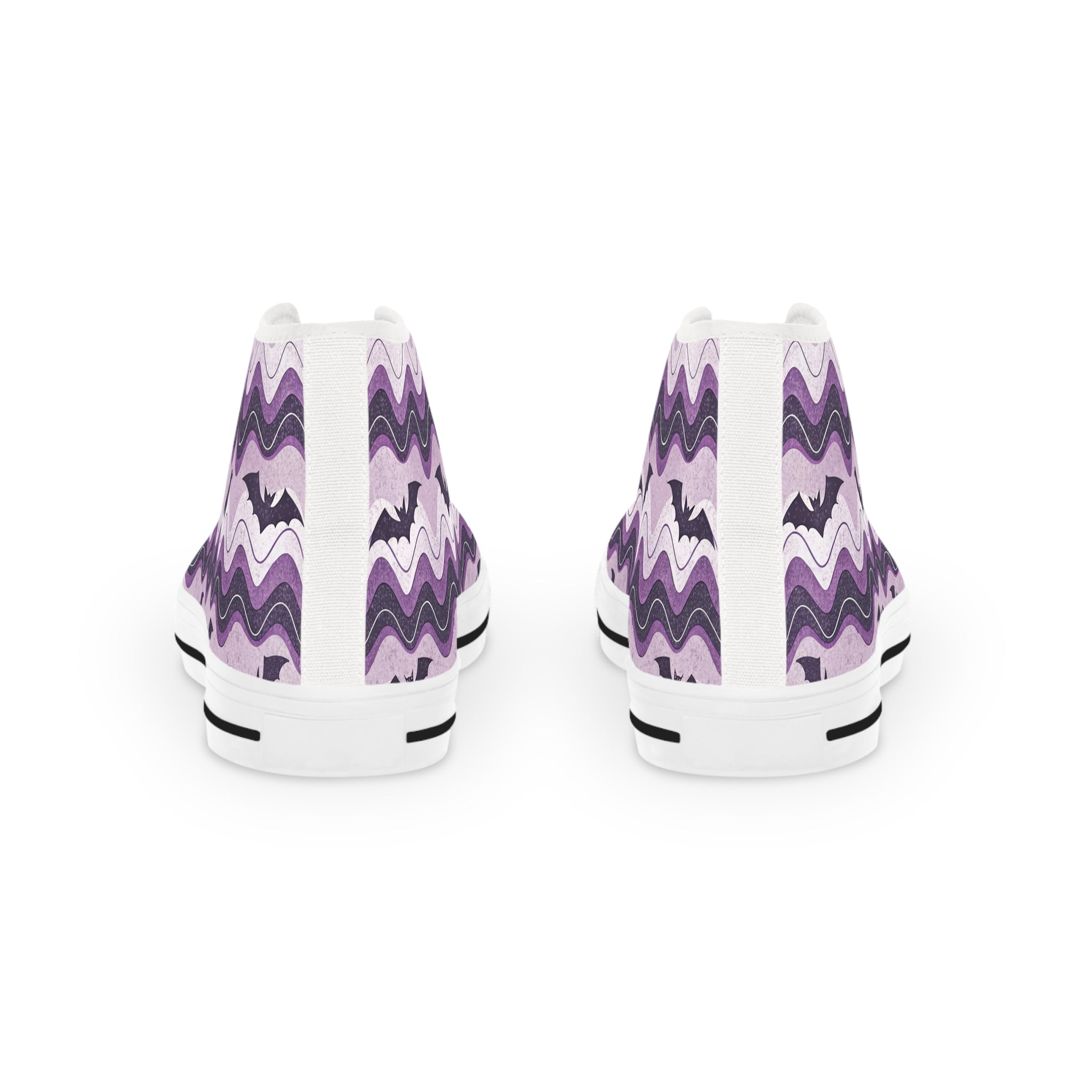 Bat Wave Purple Men's High Top Sneakers, Artsulli - Art is Long, Life is Short, Shoes, , , , , , , 