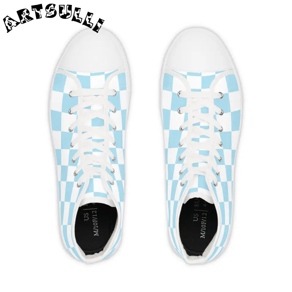 JAKKOUTTHEBXX Checkerboard Sky Blue Men’s High Top Sneakers