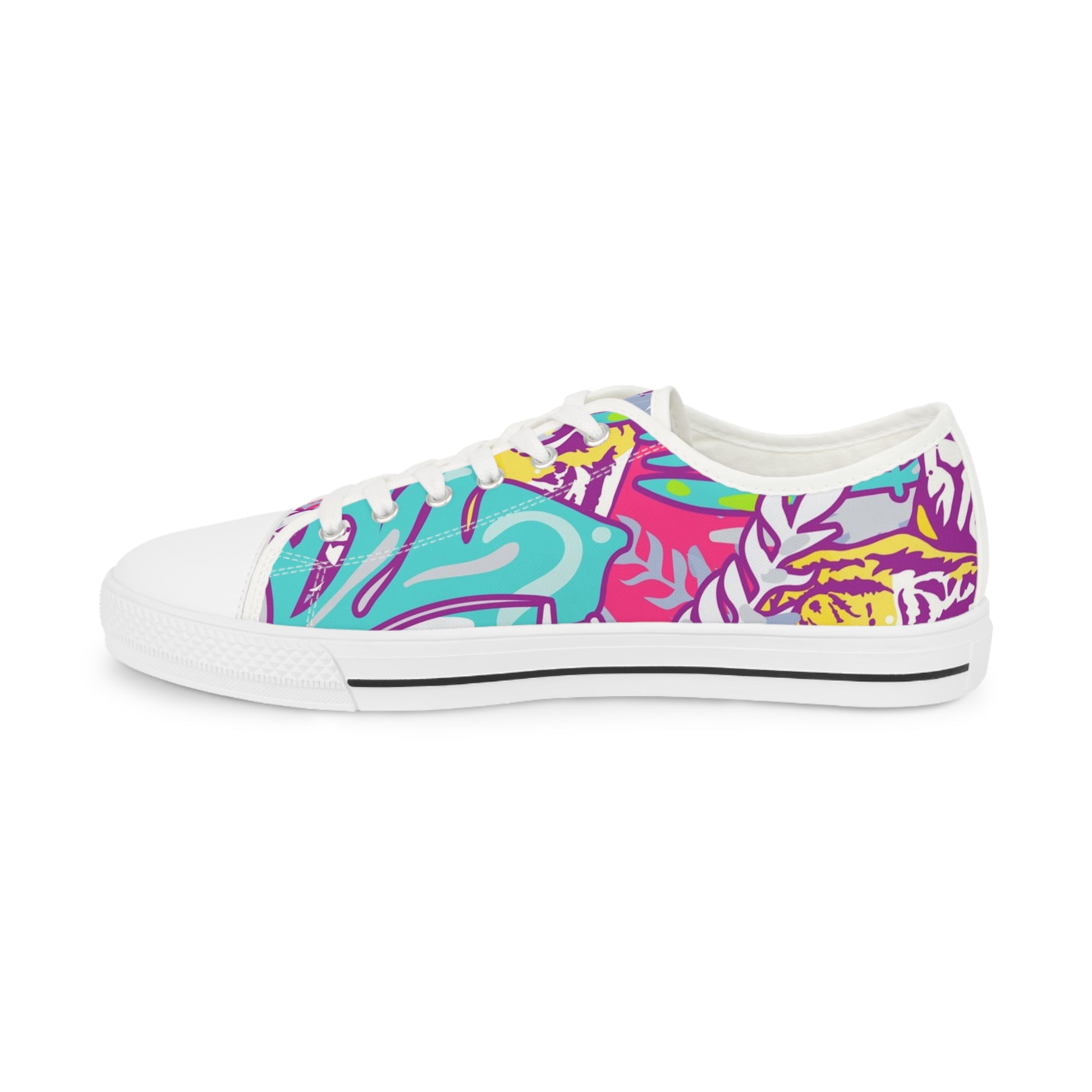 Tropical Jungle Tigers Torquise and Purple Men's Low Top Sneakers, Artsulli - Art is Long, Life is Short, Shoes, , , , , , , 