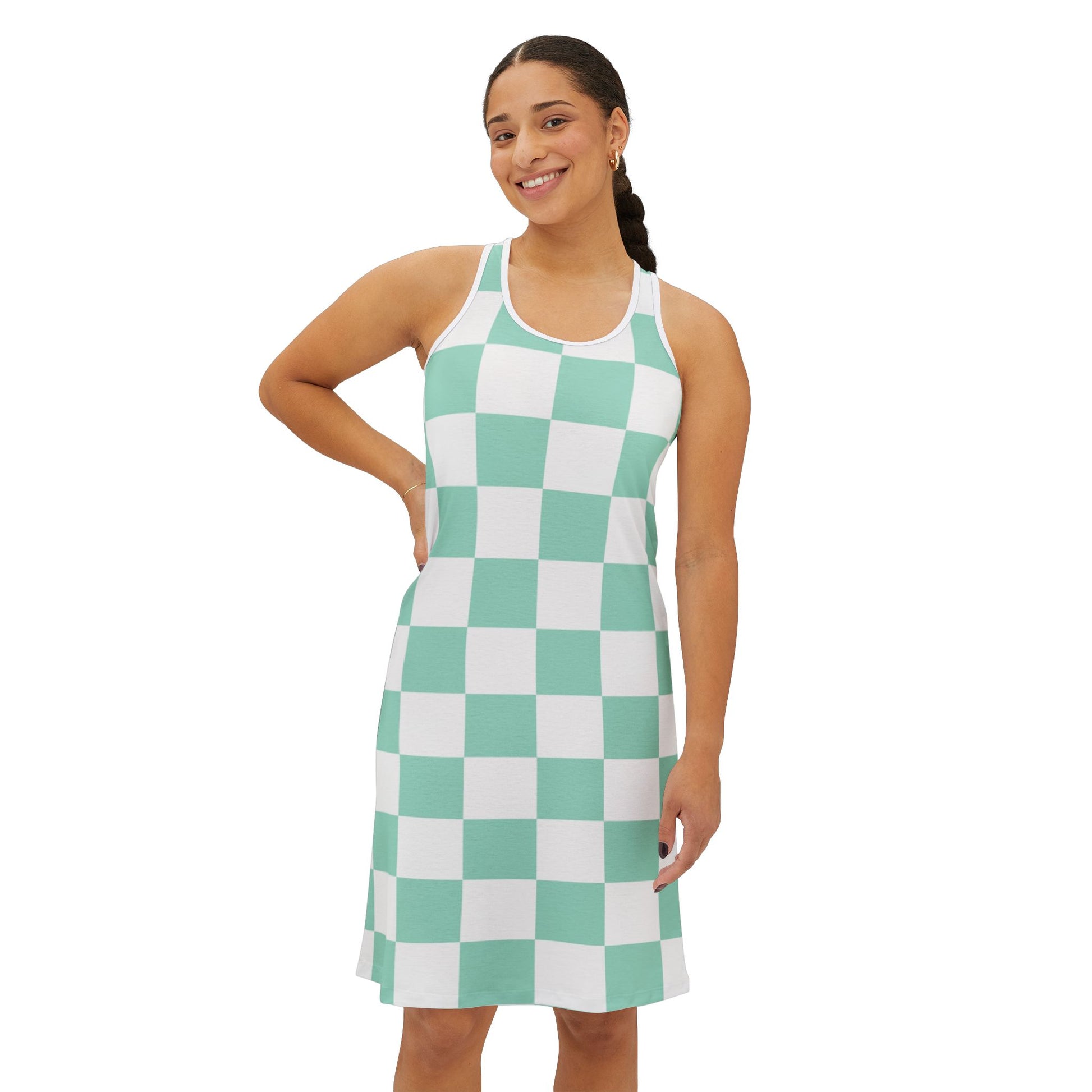 Chessboard Women's Racerback Dress (AOP), Artsulli - Art is Long, Life is Short, Tank Top, , , , , , , 
