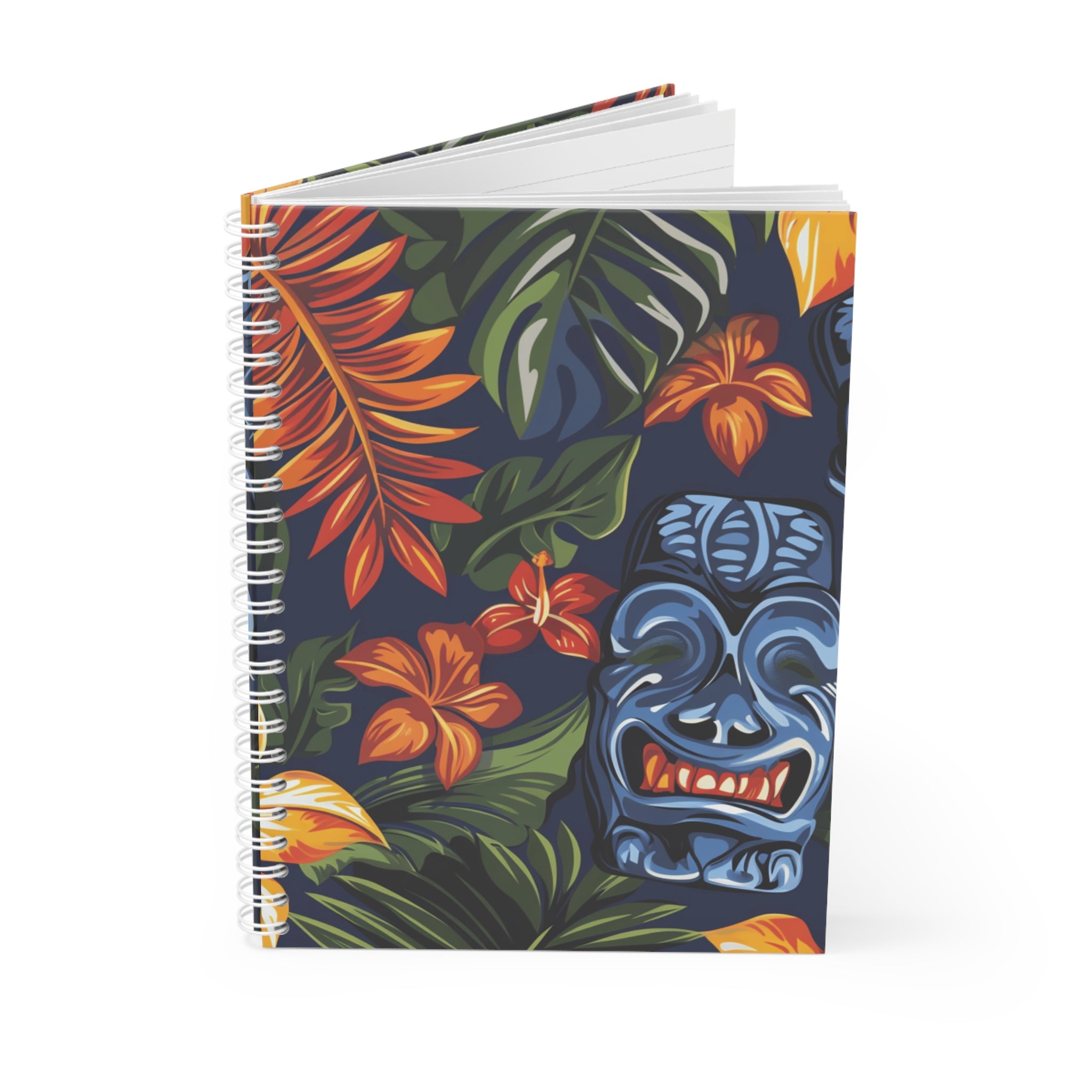 Tiki Bloom Navy Spiral Notebook, Artsulli - Art is Long, Life is Short, Paper products, , , , , , , 