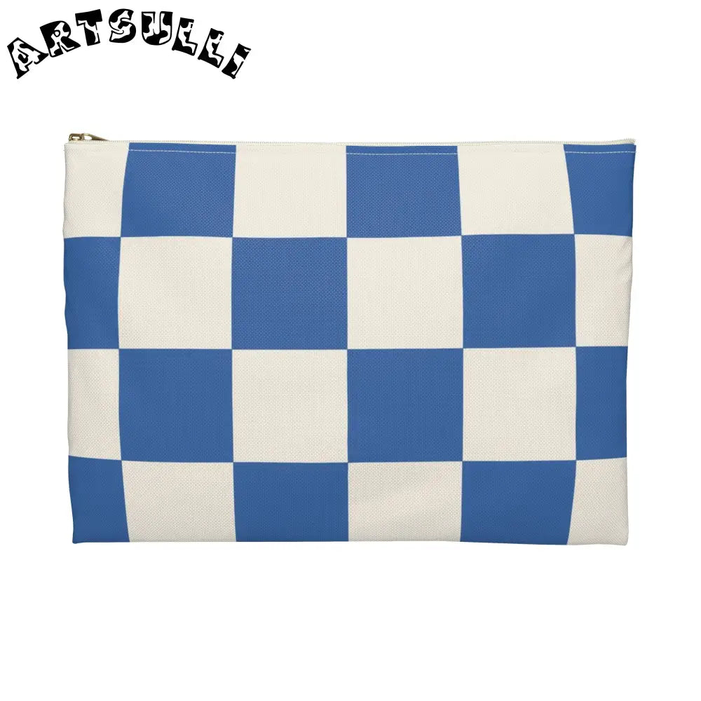 JAKKOUTTHEBXX Checkerboard Blue Accessory Pouch JAKKOUTTHEBXX