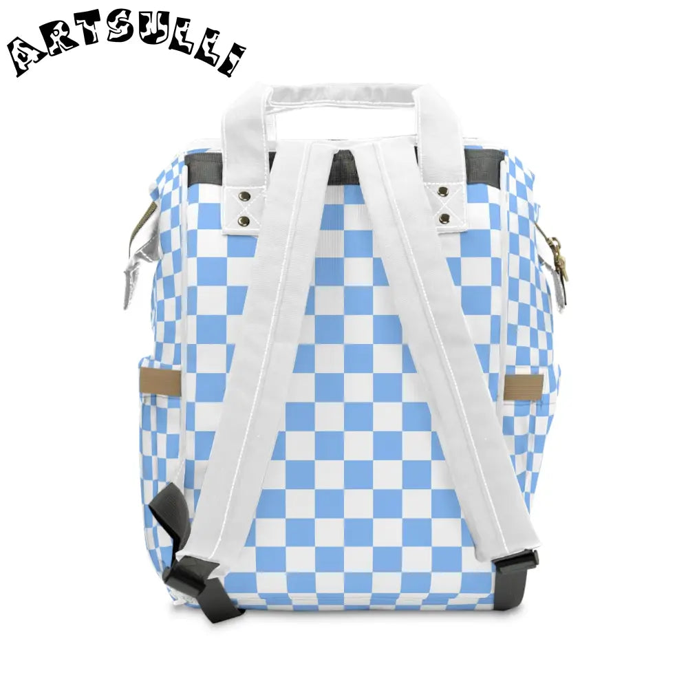JAKKOUTTHEBXX Checkerboard White and Light Blue Multifunctional