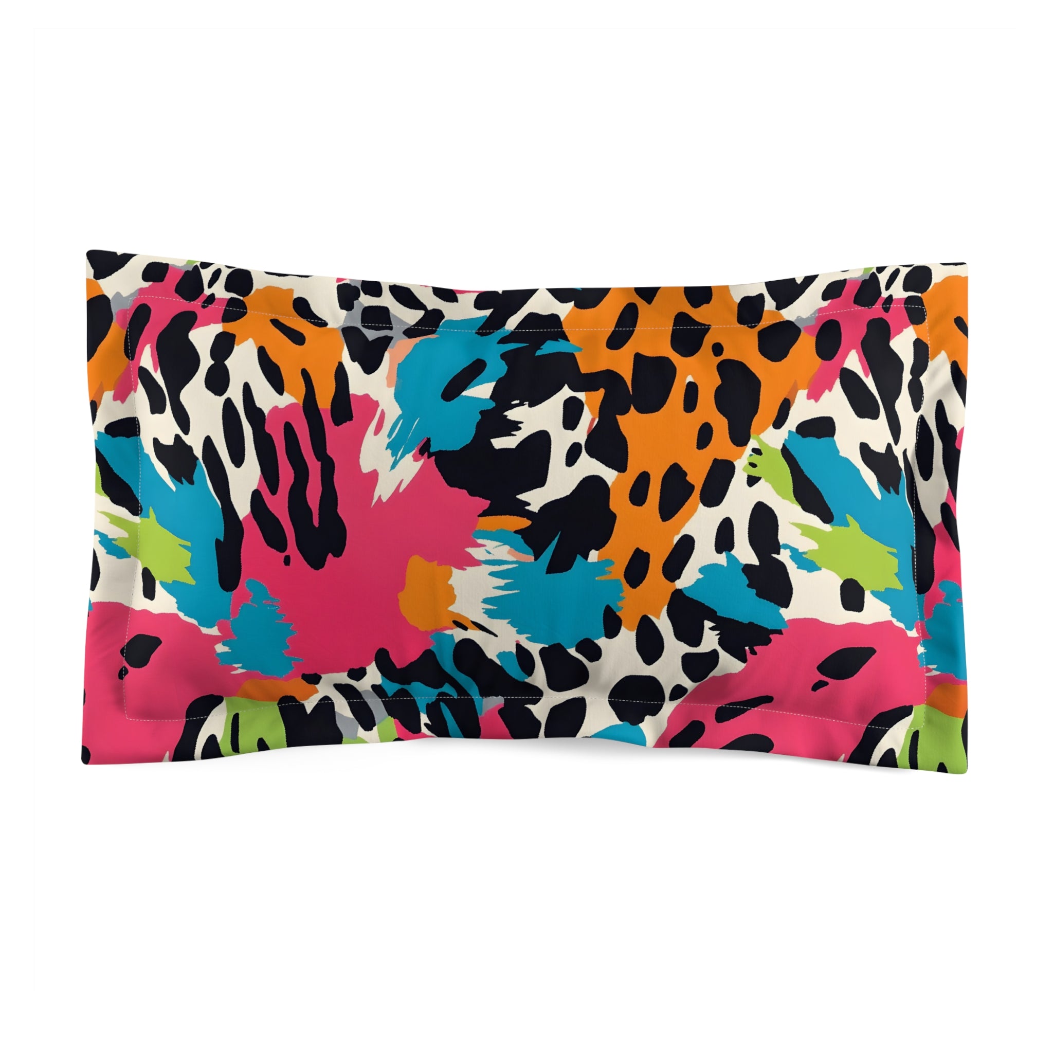 Wild Brush Strokes x Animal Print Multi-Color Microfiber Pillow Sham, Artsulli - Art is Long, Life is Short, Home Decor, Size, King, , , , , 16552068337435568540