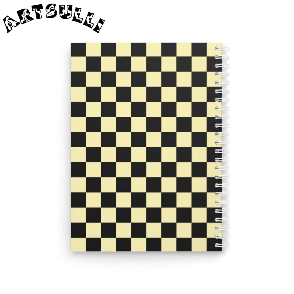 JAKKOUTTHEBXX Checkerboard Black and Yellow Spiral Notebook
