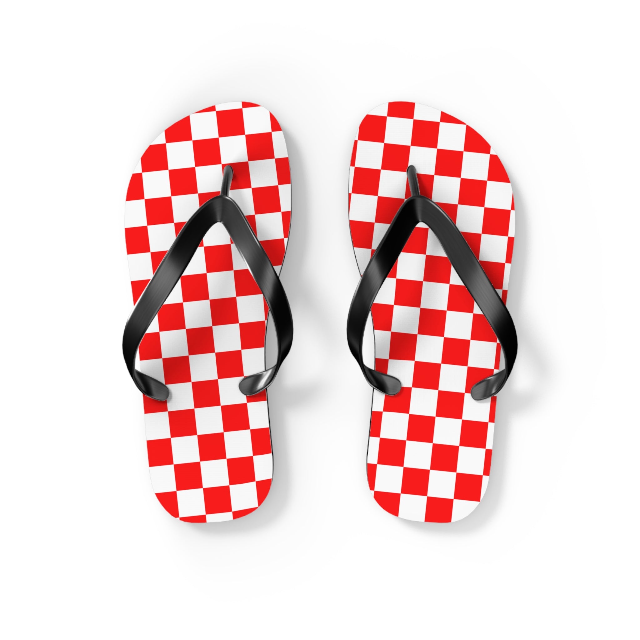 Checkerboard II Red and White Flip Flops, Artsulli - Art is Long, Life is Short, Shoes, Size, S, Color, Black sole, , , 56649623320631529047