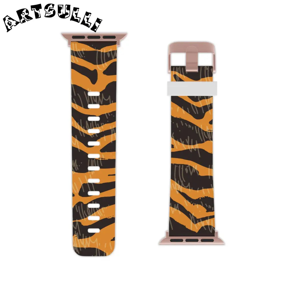 JAKKOUTTHEBXX Tiger Scratches Orange & Black Watch Band for Apple