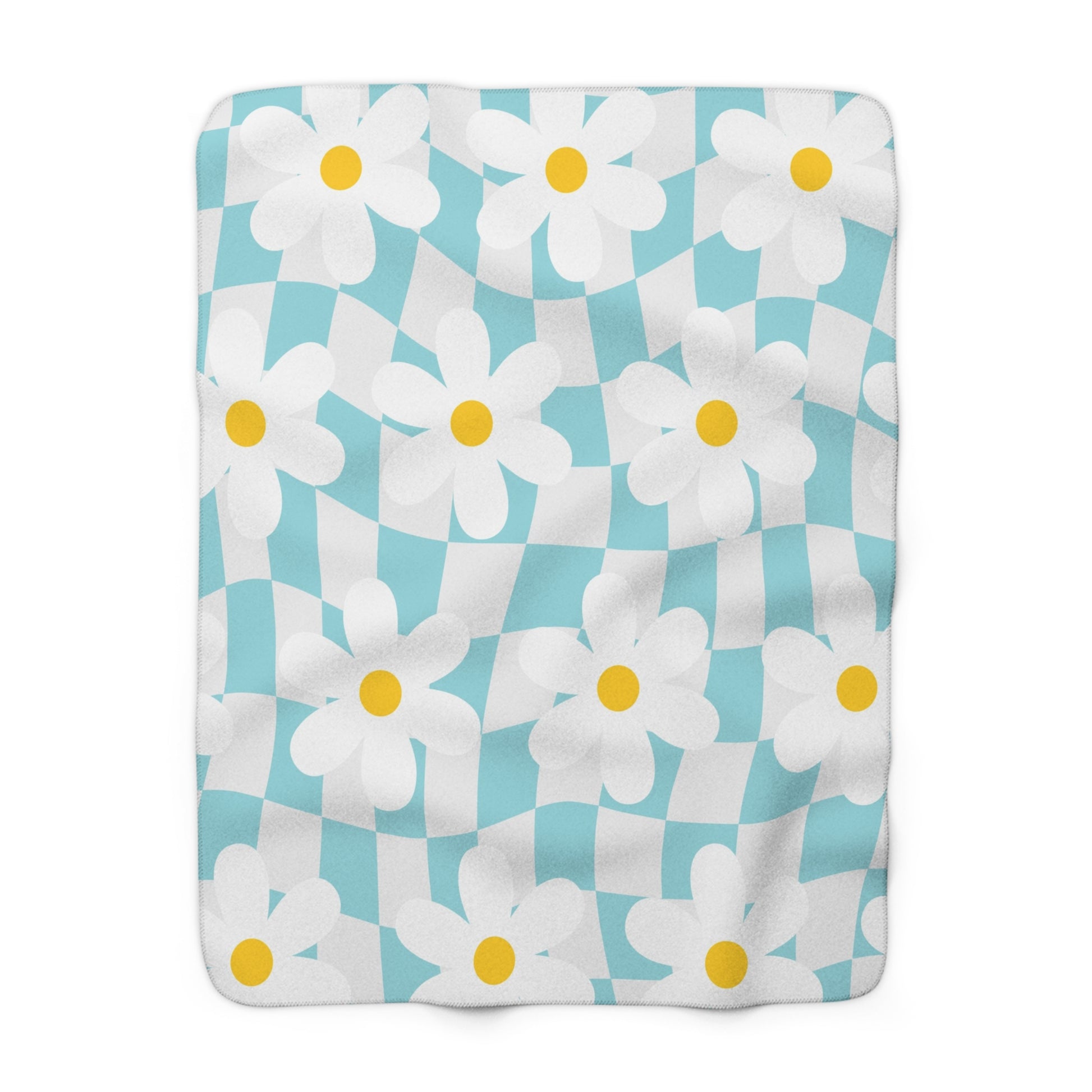 Trippy Check Garden Sherpa Fleece Blanket, Artsulli - Art is Long, Life is Short, Home Decor, Size, 50" × 60", , , , , 55497367587107719310