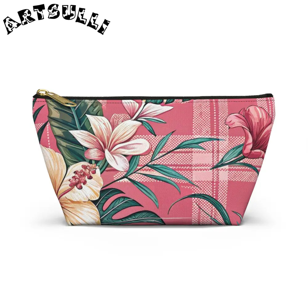 JAKKOUTTHEBXX Plaid x Floral Burgundy and Green Accessory Pouch w