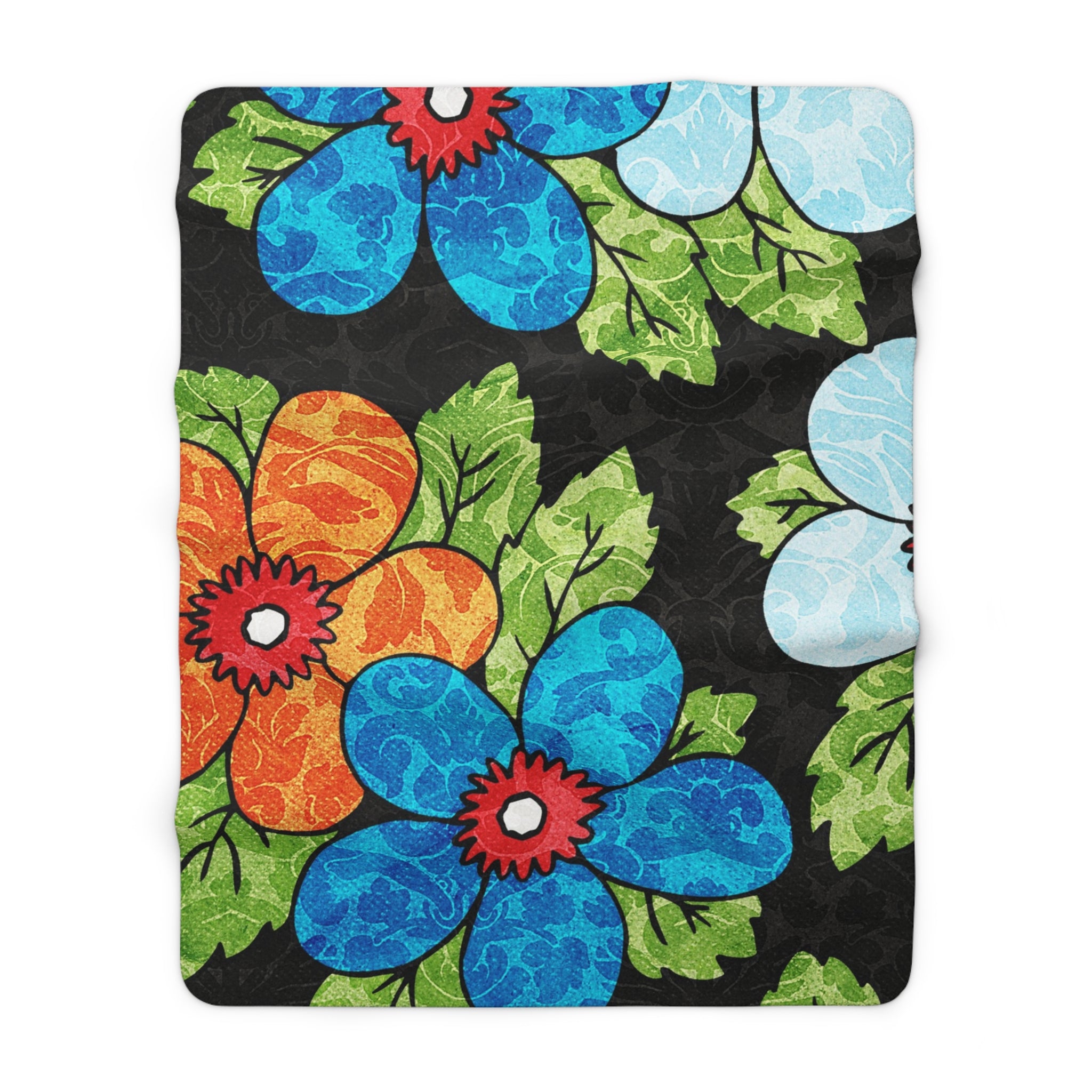Groovy Black Floral Kl Sherpa Fleece Blanket, Artsulli - Art is Long, Life is Short, Home Decor, Size, 60" × 80", , , , , 68309596049327108250