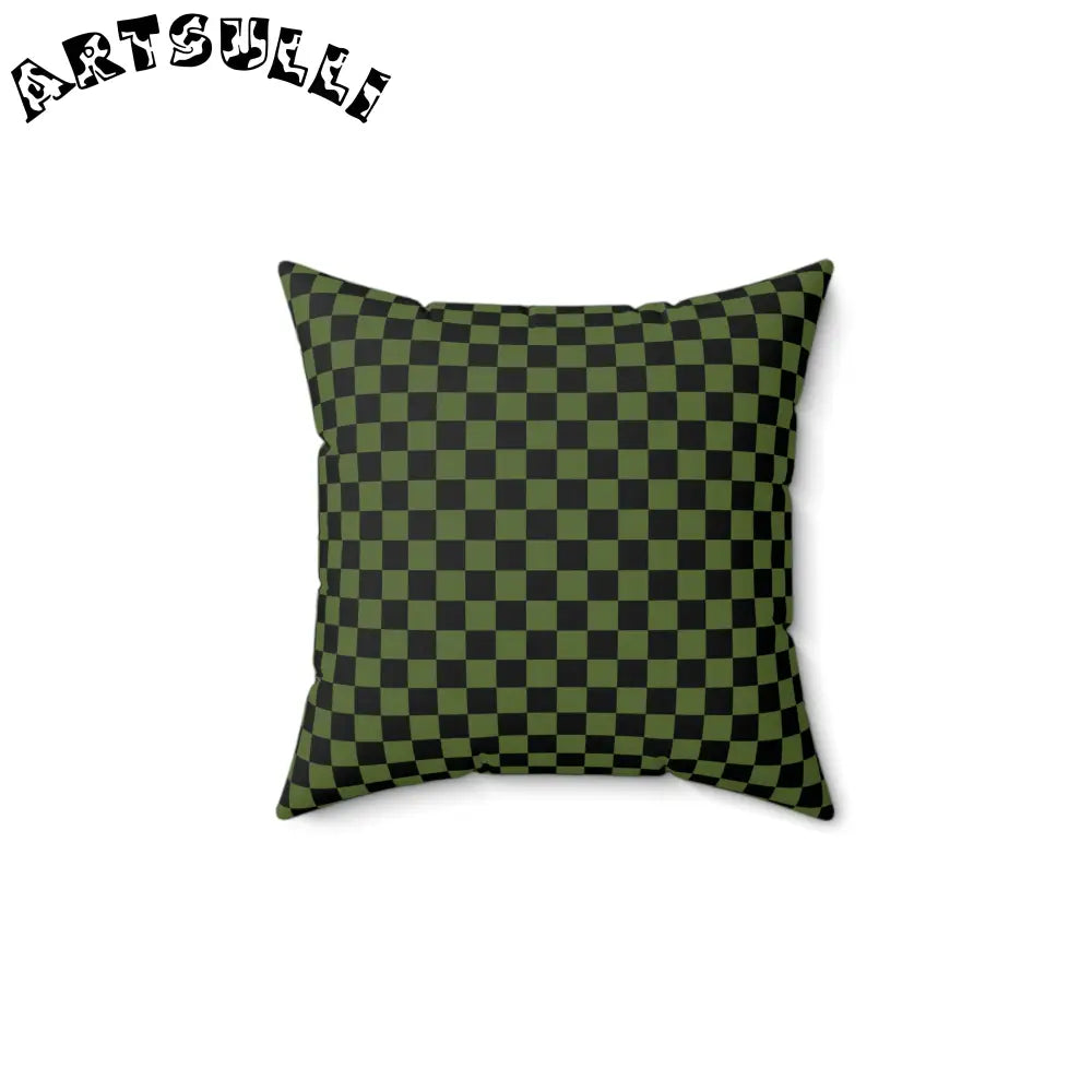 JAKKOUTTHEBXX Checkerboard Olive Green and Black Spun Polyester