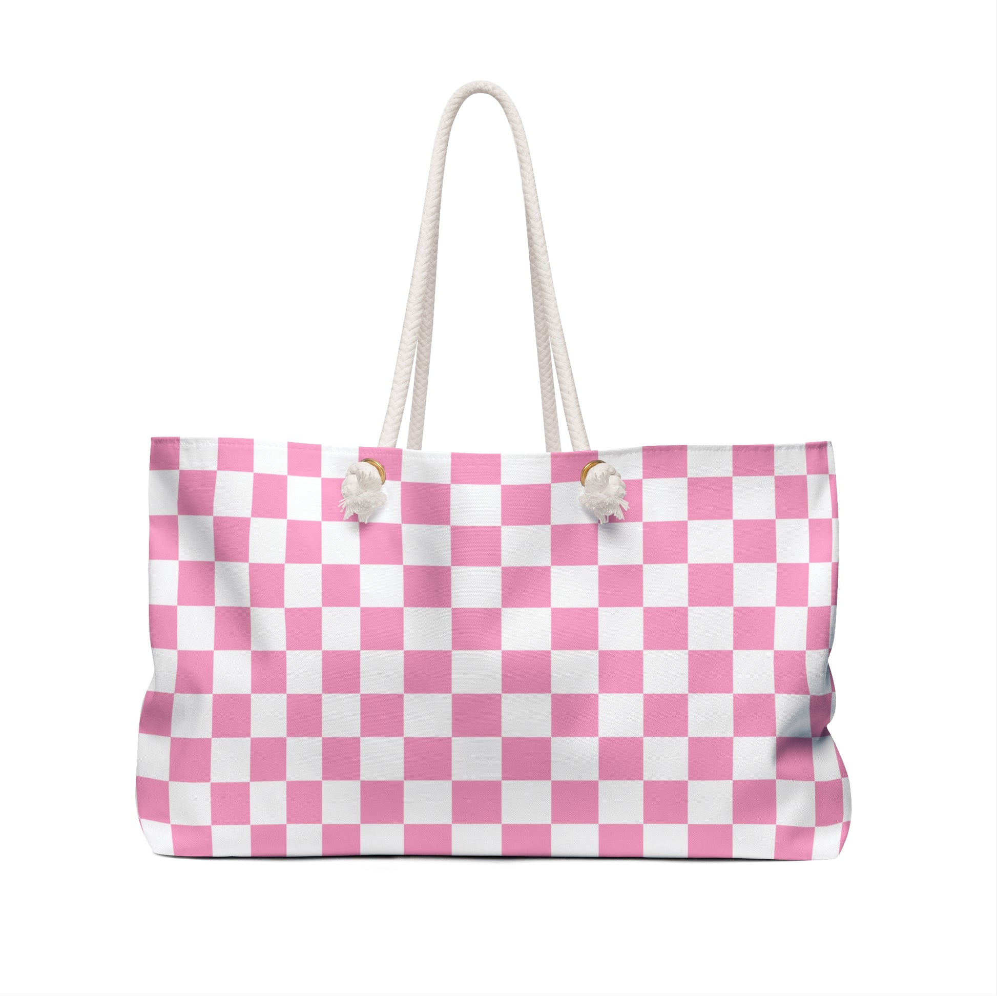 Checkerboard Hot Pink and White Weekender Bag, Artsulli - Art is Long, Life is Short, Bags, , , , , , , 