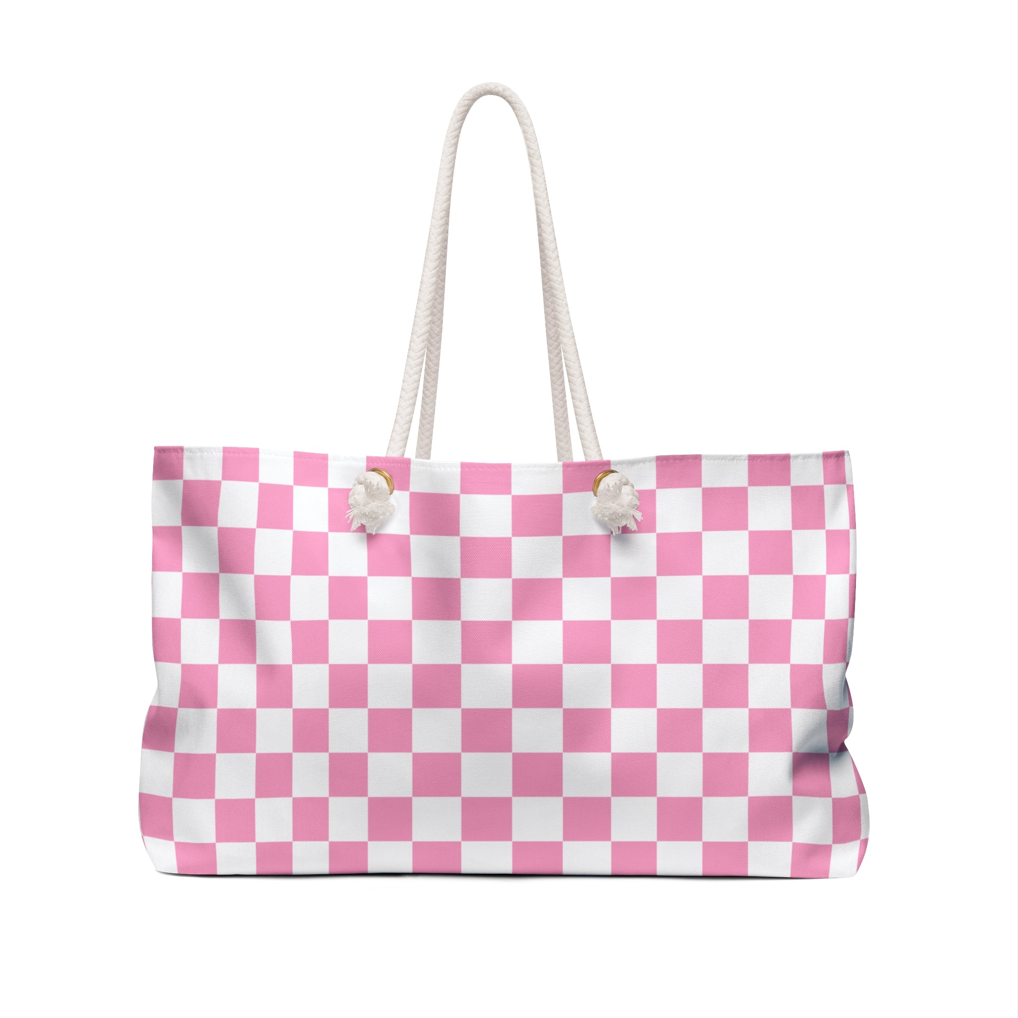 Checkerboard Hot Pink and White Weekender Bag, Artsulli - Art is Long, Life is Short, Bags, , , , , , , 