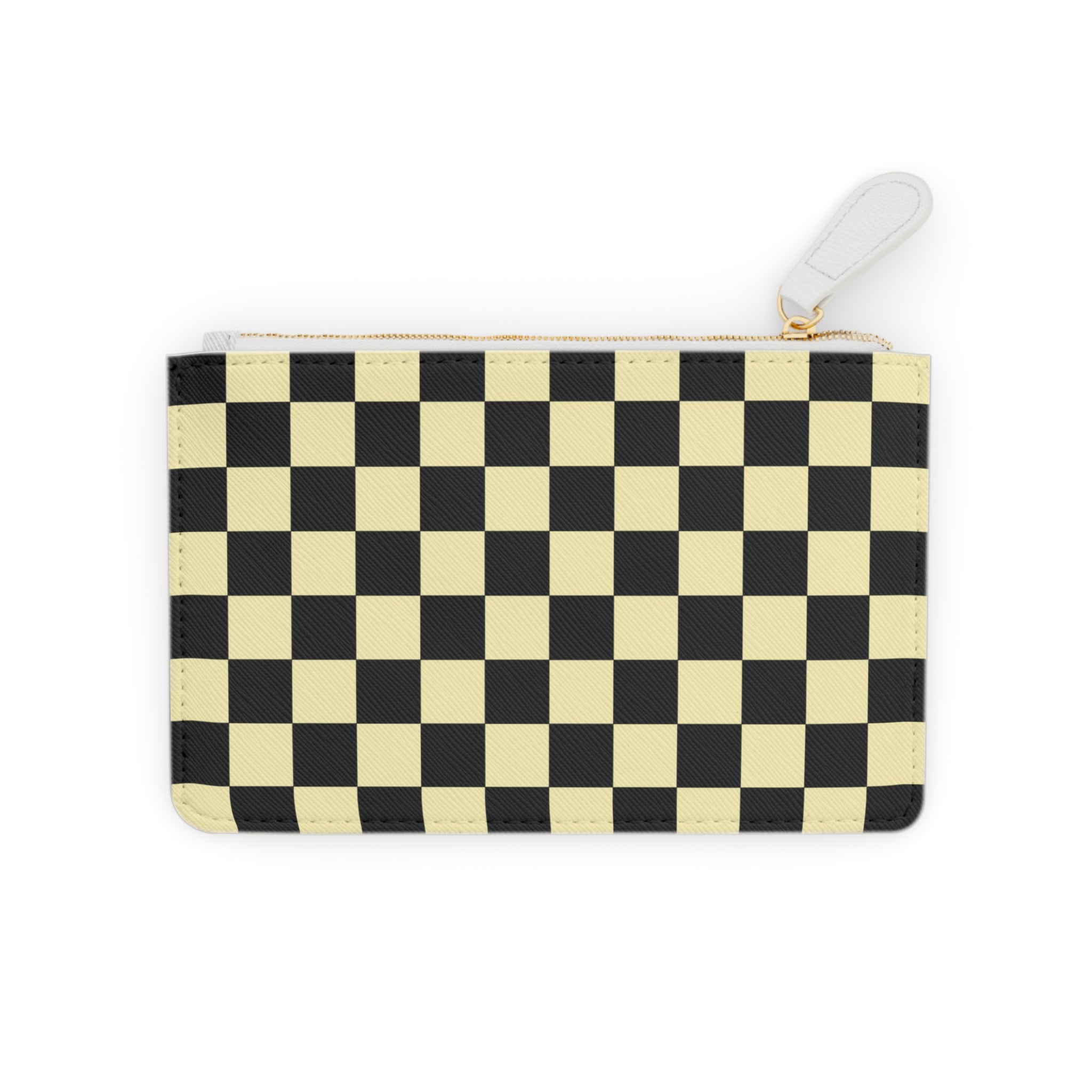 Checkerboard Black and Yellow Mini Clutch Bag, Artsulli - Art is Long, Life is Short, Bags, Size, 6.3” x 4”, Color, White, , , 26692549464223070227