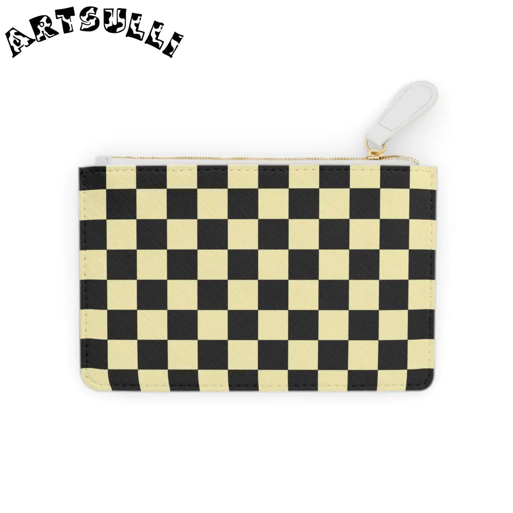 JAKKOUTTHEBXX Checkerboard Black and Yellow Mini Clutch Bag