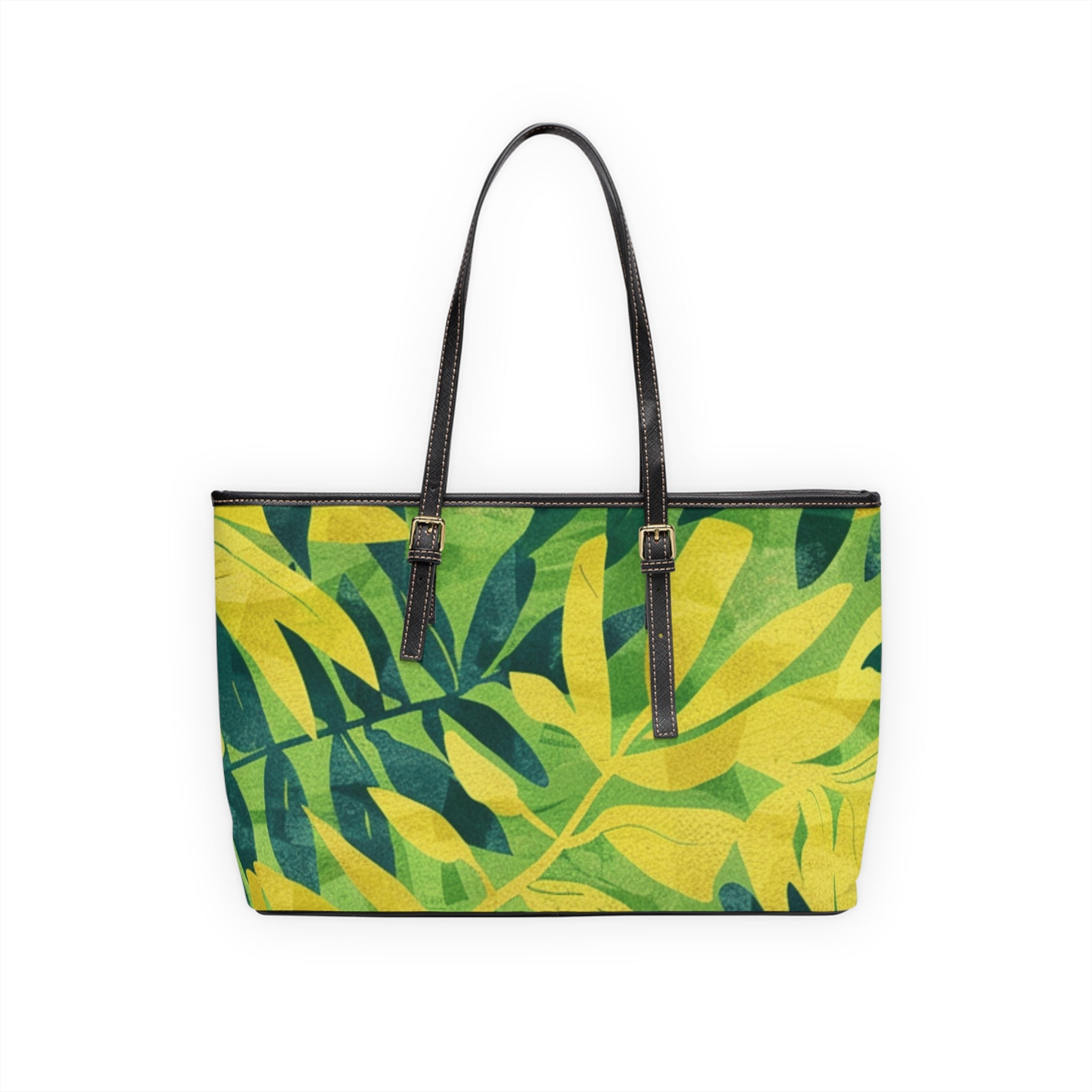 Green Leaf x Yellow Leaf x Tropical x Jungle PU Leather Shoulder Bag, Artsulli - Art is Long, Life is Short, Bags, , , , , , , 