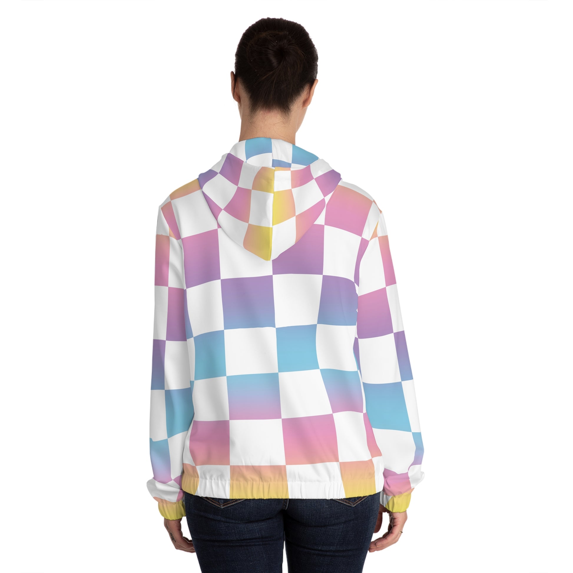 Vaporwave Check II Women’s Full-Zip Hoodie (AOP), Artsulli - Art is Long, Life is Short, All Over Prints, , , , , , , 