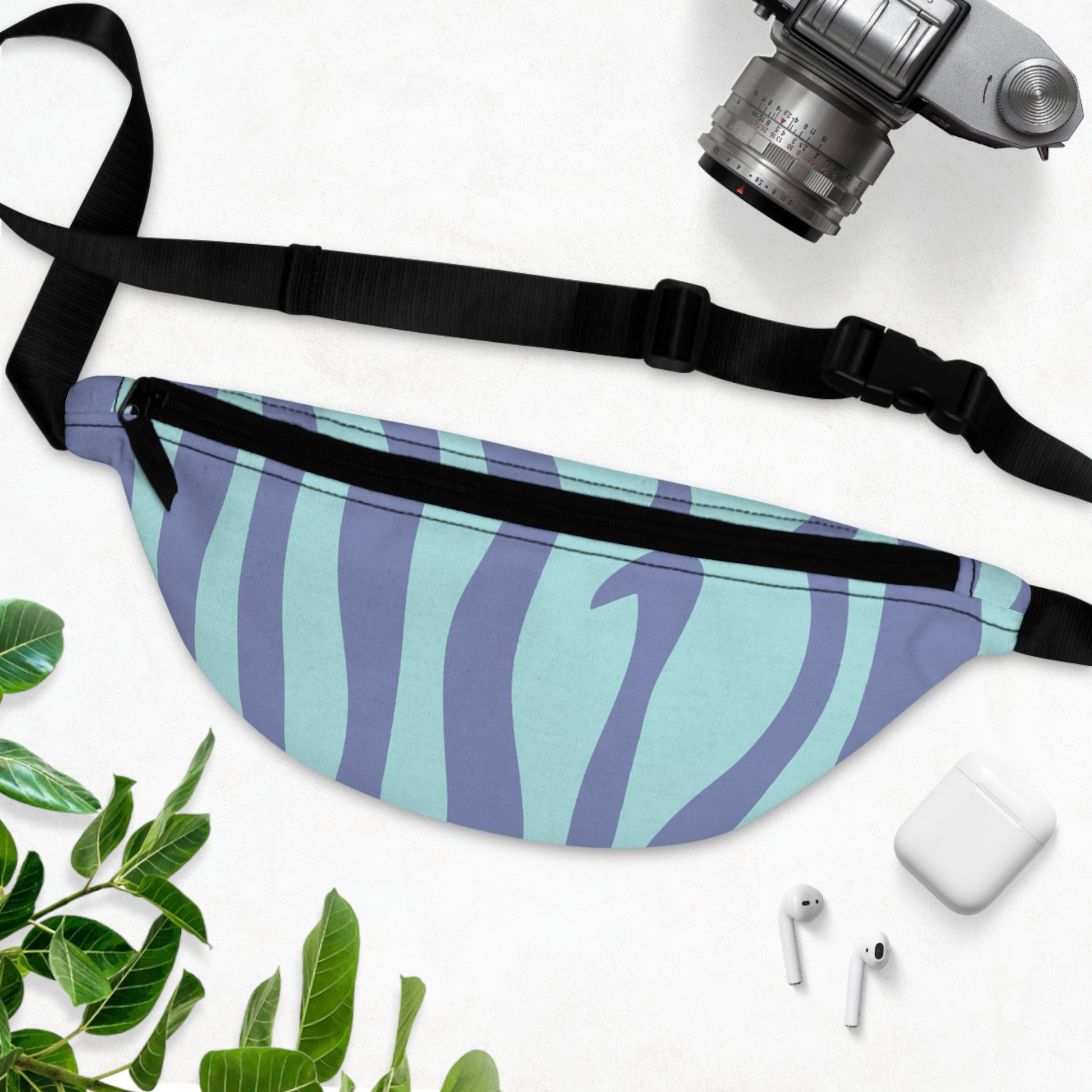 Melting Zebra Stripes Purple and Blue Fanny Pack, Artsulli - Art is Long, Life is Short, Bags, , , , , , , 