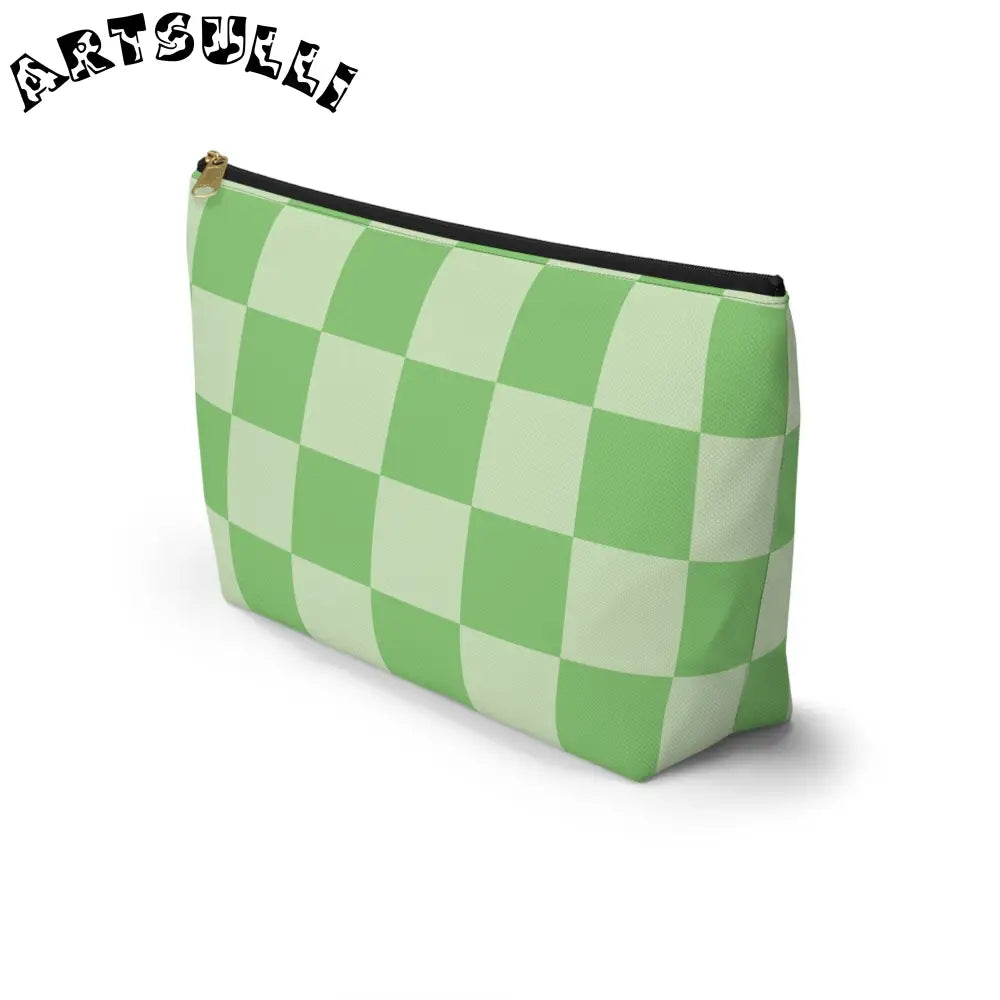 JAKKOUTTHEBXX Checkerboard Green Accessory Pouch w T-bottom