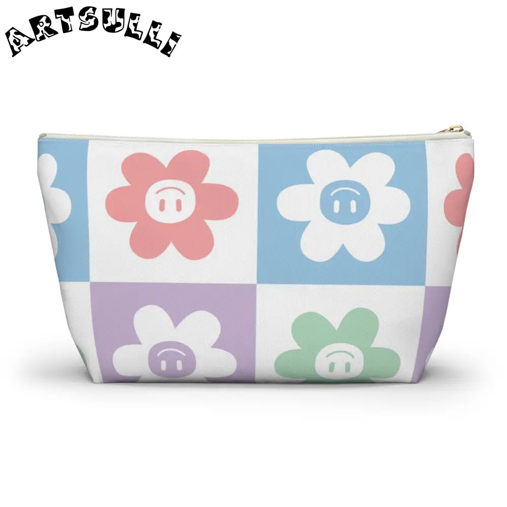 JAKKOUTTHEBXX Smiling Flower Checkerboard T-Bottom Pouch 2025