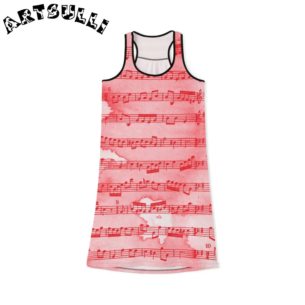JAKKOUTTHEBXX Pink Musical Notation Sleeveless Dress 2025