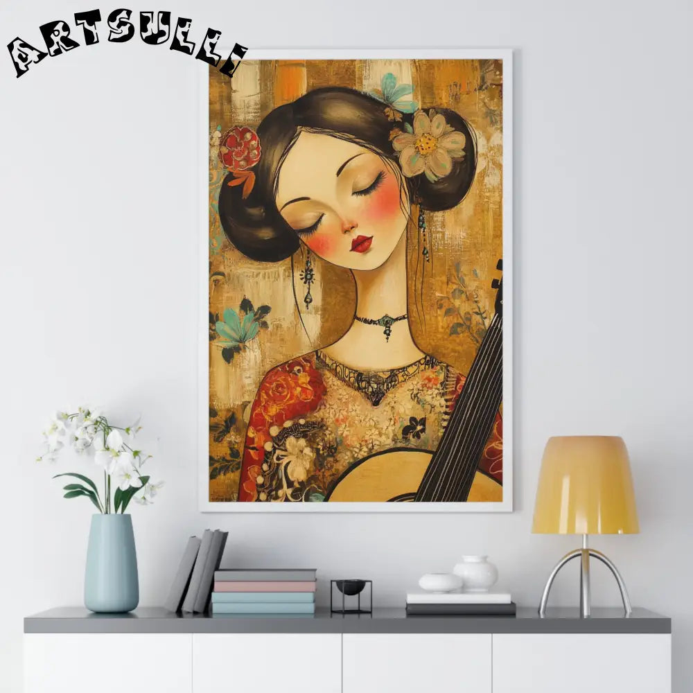 JAKKOUTTHEBXX Stylized Woman Musician Wood-Framed Poster 2025