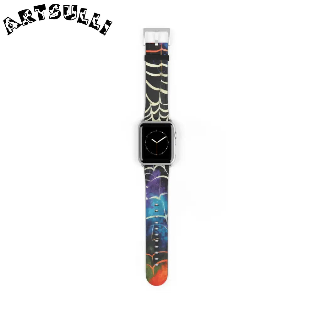 JAKKOUTTHEBXX Colorful Spider Web Faux Leather Watch Band 2025