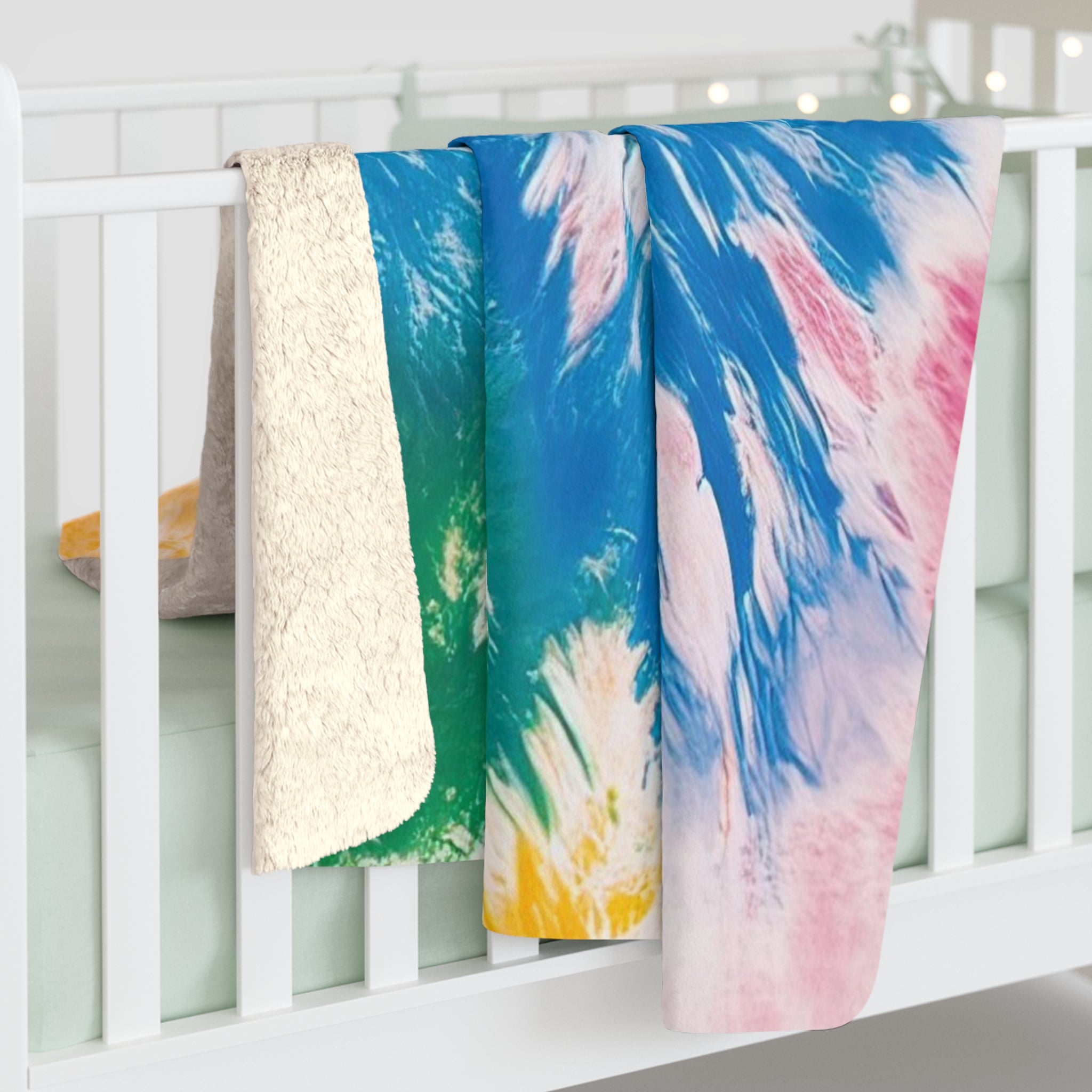 Tie Dye Splash Sherpa Fleece Blanket, Artsulli - Art is Long, Life is Short, Home Decor, , , , , , , 