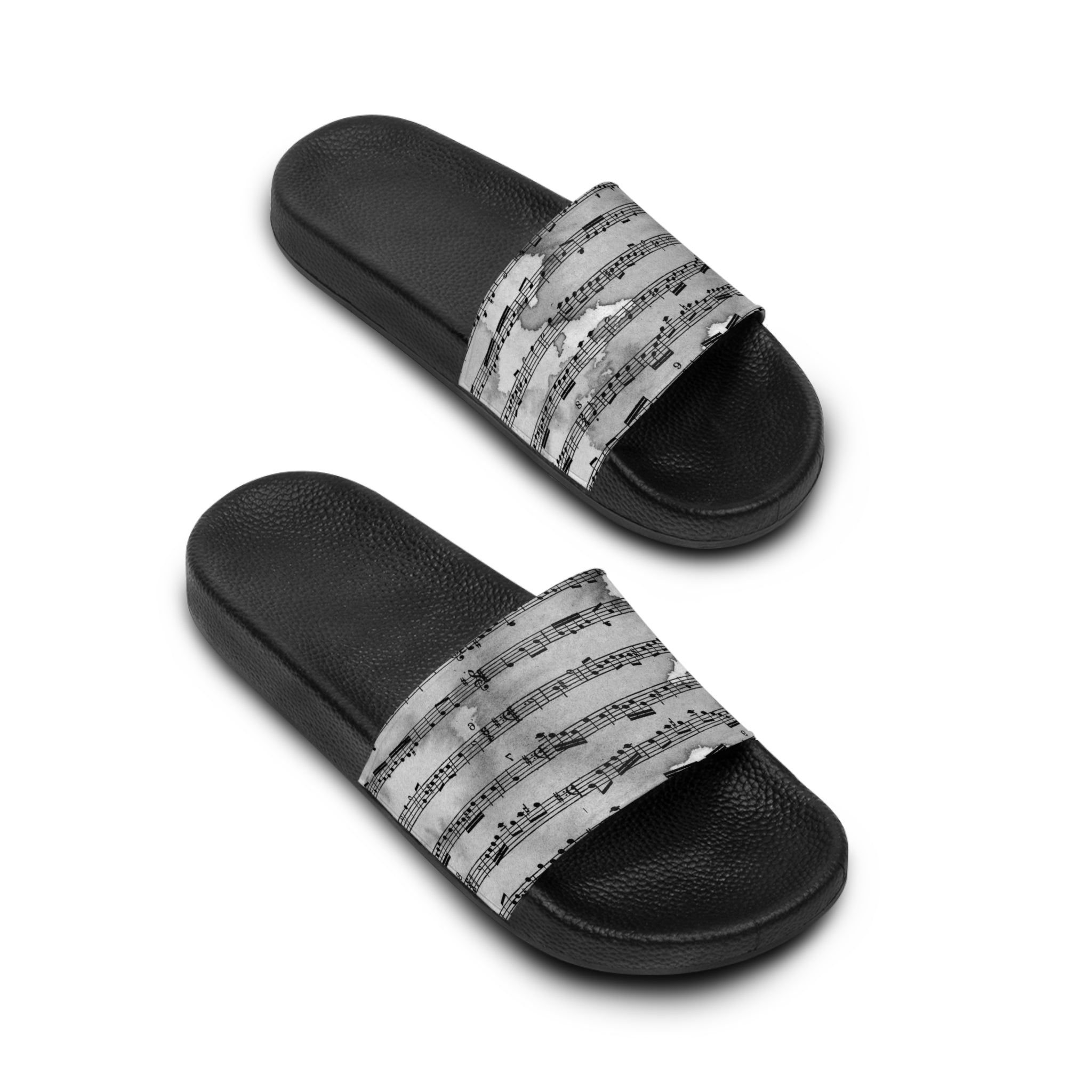 Drip Spill Type Beat Sheet Music Black Men's Slide Sandals, Artsulli - Art is Long, Life is Short, Shoes, , , , , , , 