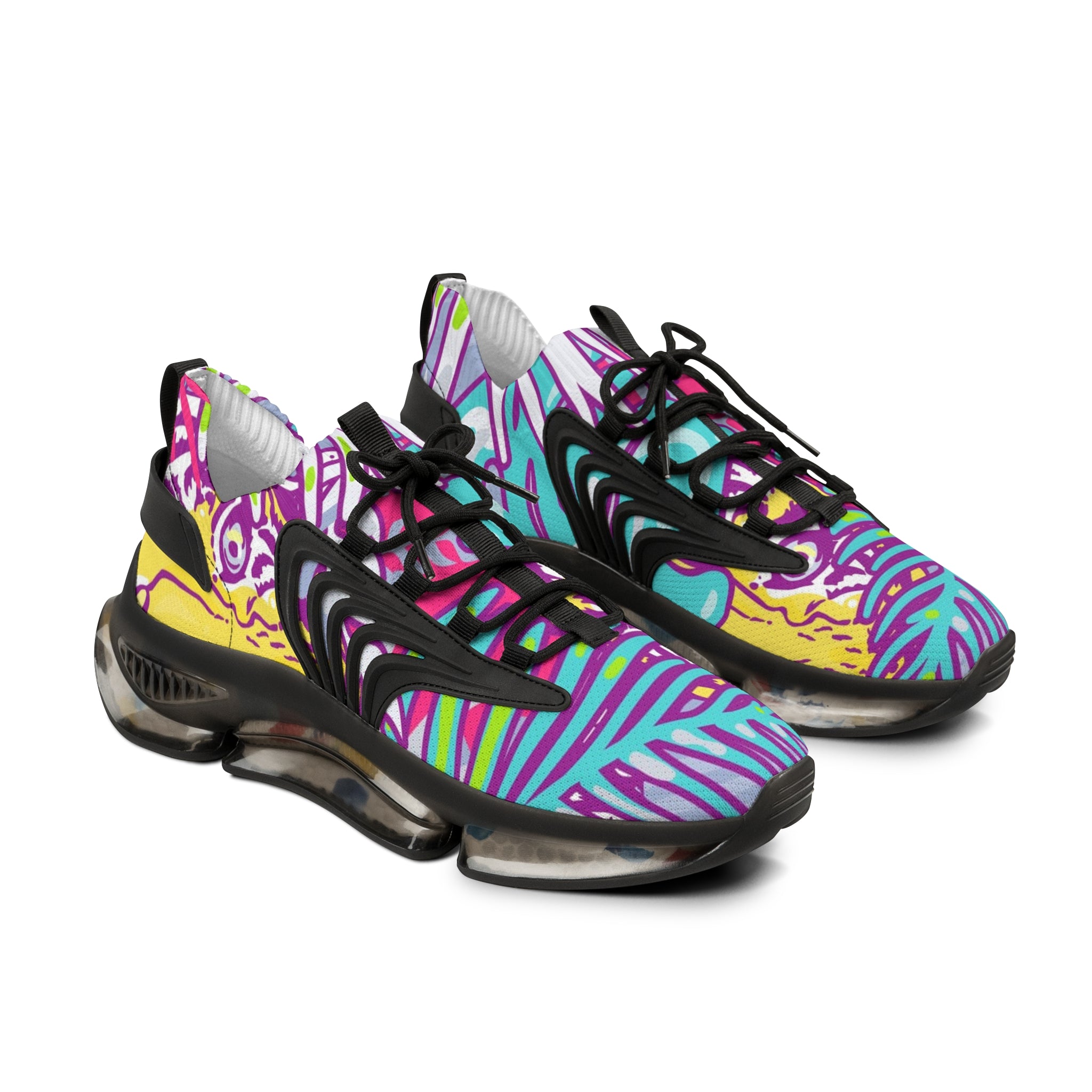 Tropical Jungle Tigers Torquise and Purple Men's Mesh Sneakers, Artsulli - Art is Long, Life is Short, Shoes, Color, Black sole, Size, US 5, , , 15035031412320