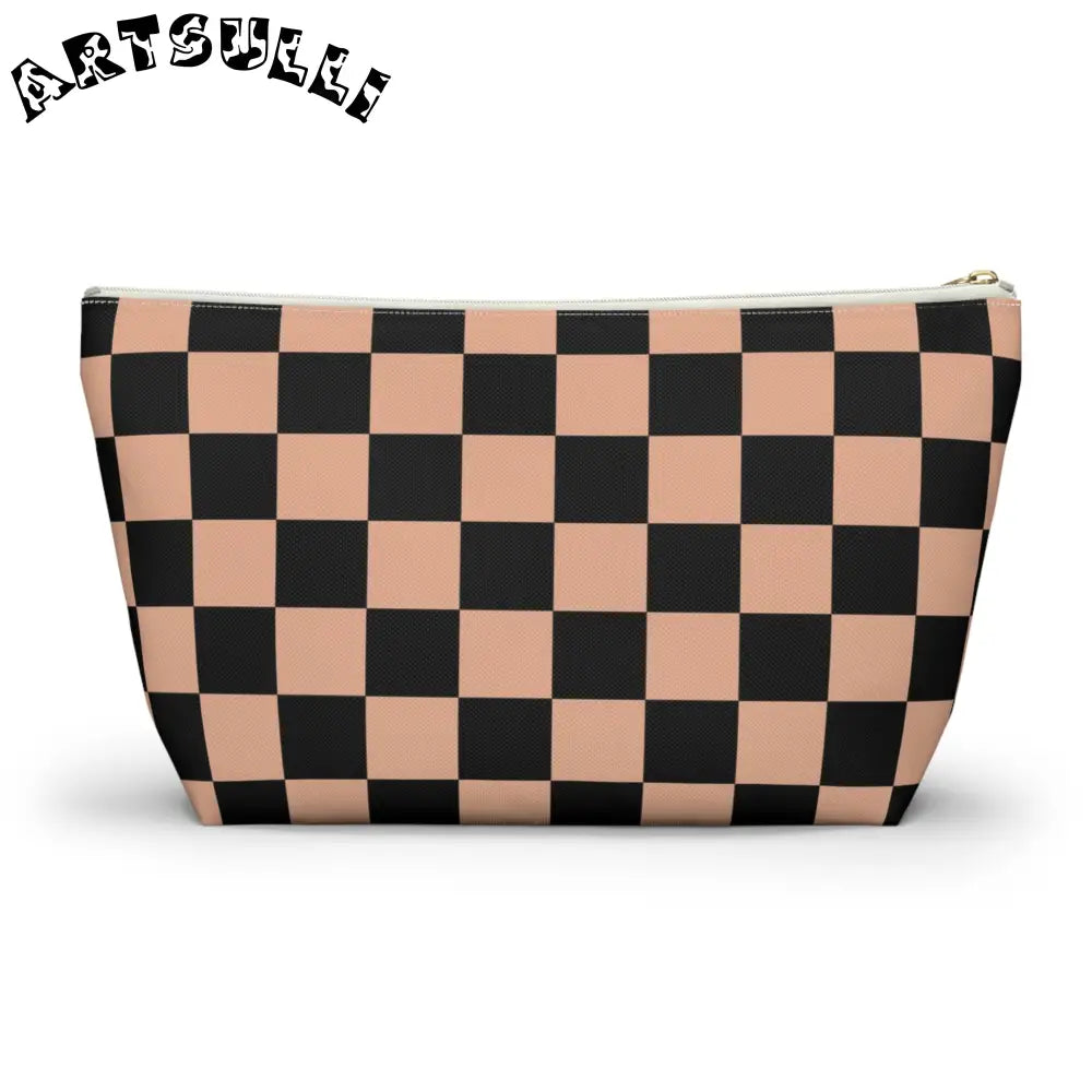 JAKKOUTTHEBXX Checkerboard Soft Orange and Black Accessory Pouch w