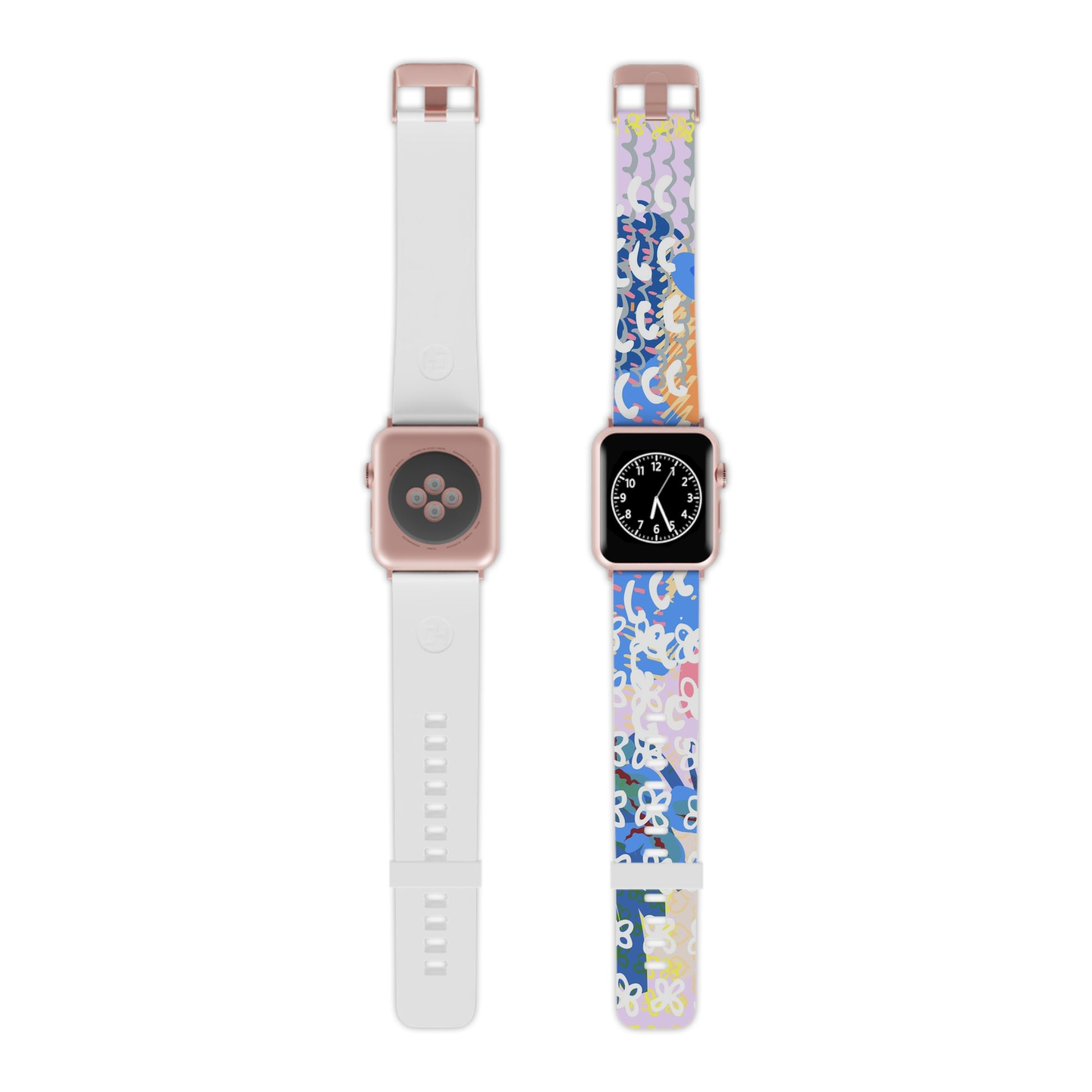 Flowers x Doodles x Hearts Multi-Color Watch Band for Apple Watch, Artsulli - Art is Long, Life is Short, Accessories, Size, 8'' × 0.75'' / 38 - 40 mm, Color, Rose Gold, , , 82397072532522570477