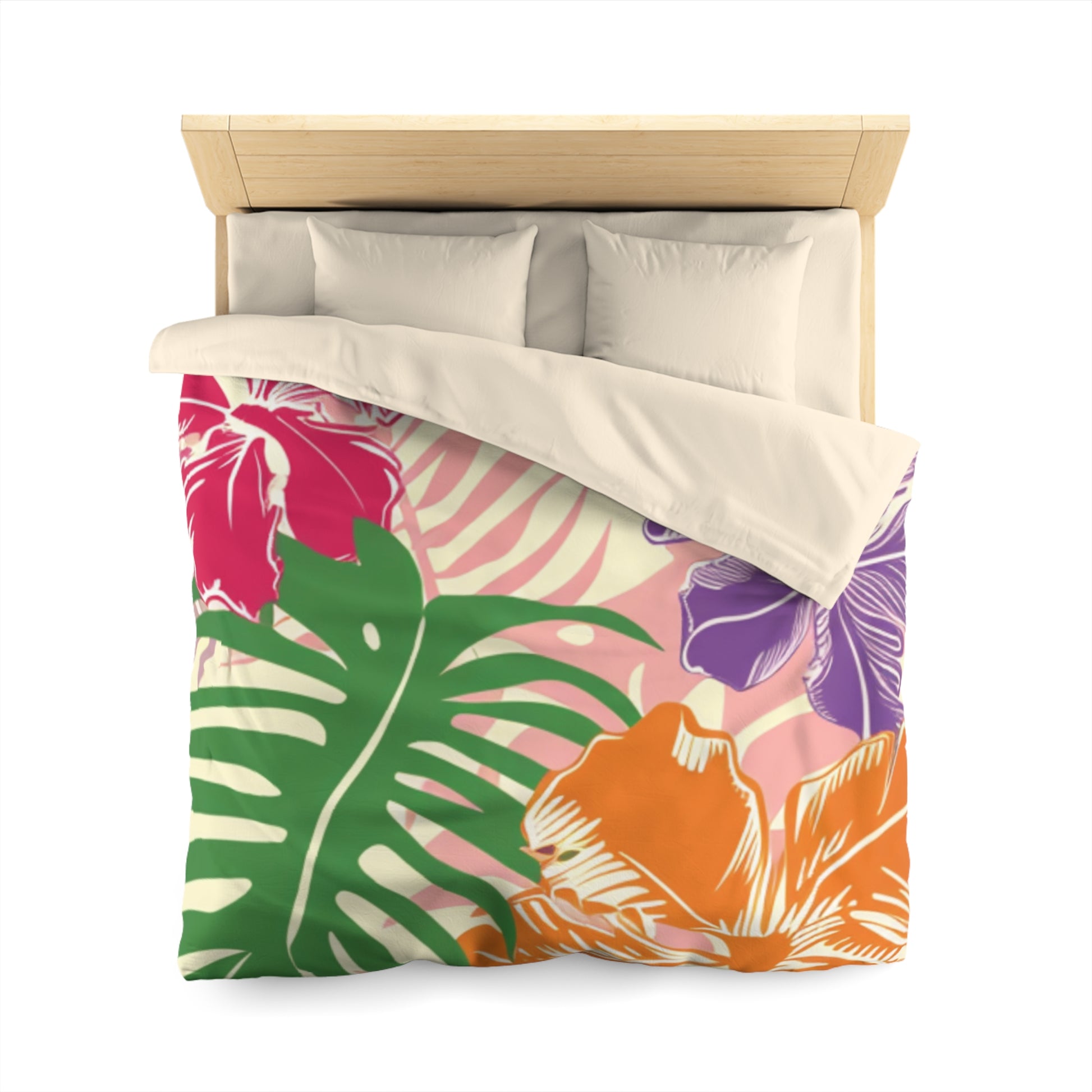 Blooming Tropical Flowers Microfiber Duvet Cover, Artsulli - Art is Long, Life is Short, Home Decor, , , , , , , 
