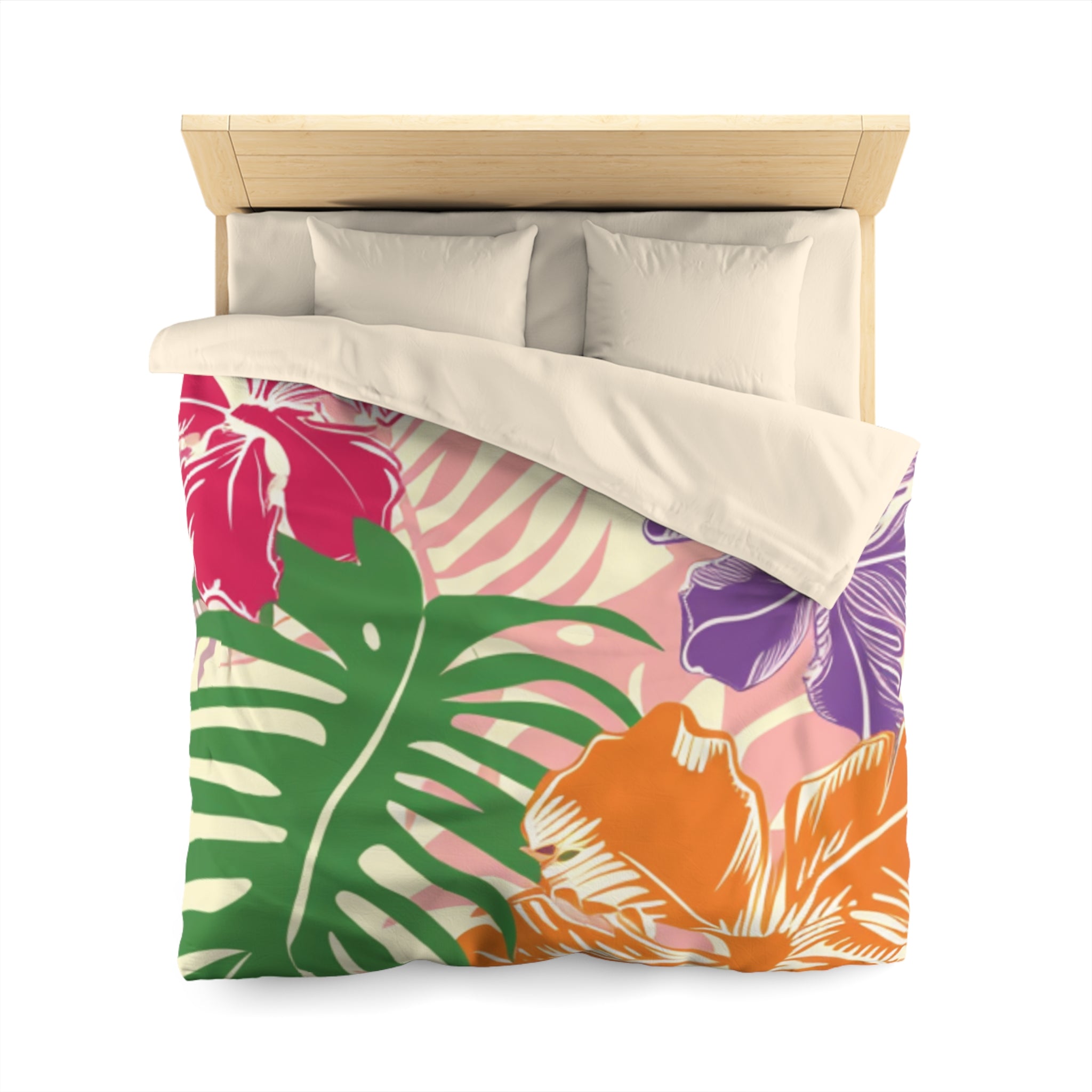 Blooming Tropical Flowers Microfiber Duvet Cover, Artsulli - Art is Long, Life is Short, Home Decor, , , , , , , 