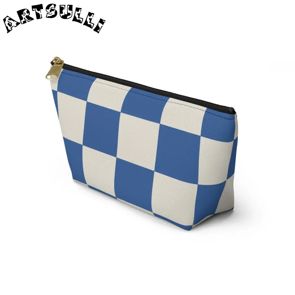 JAKKOUTTHEBXX Checkerboard Blue Accessory Pouch w T-bottom