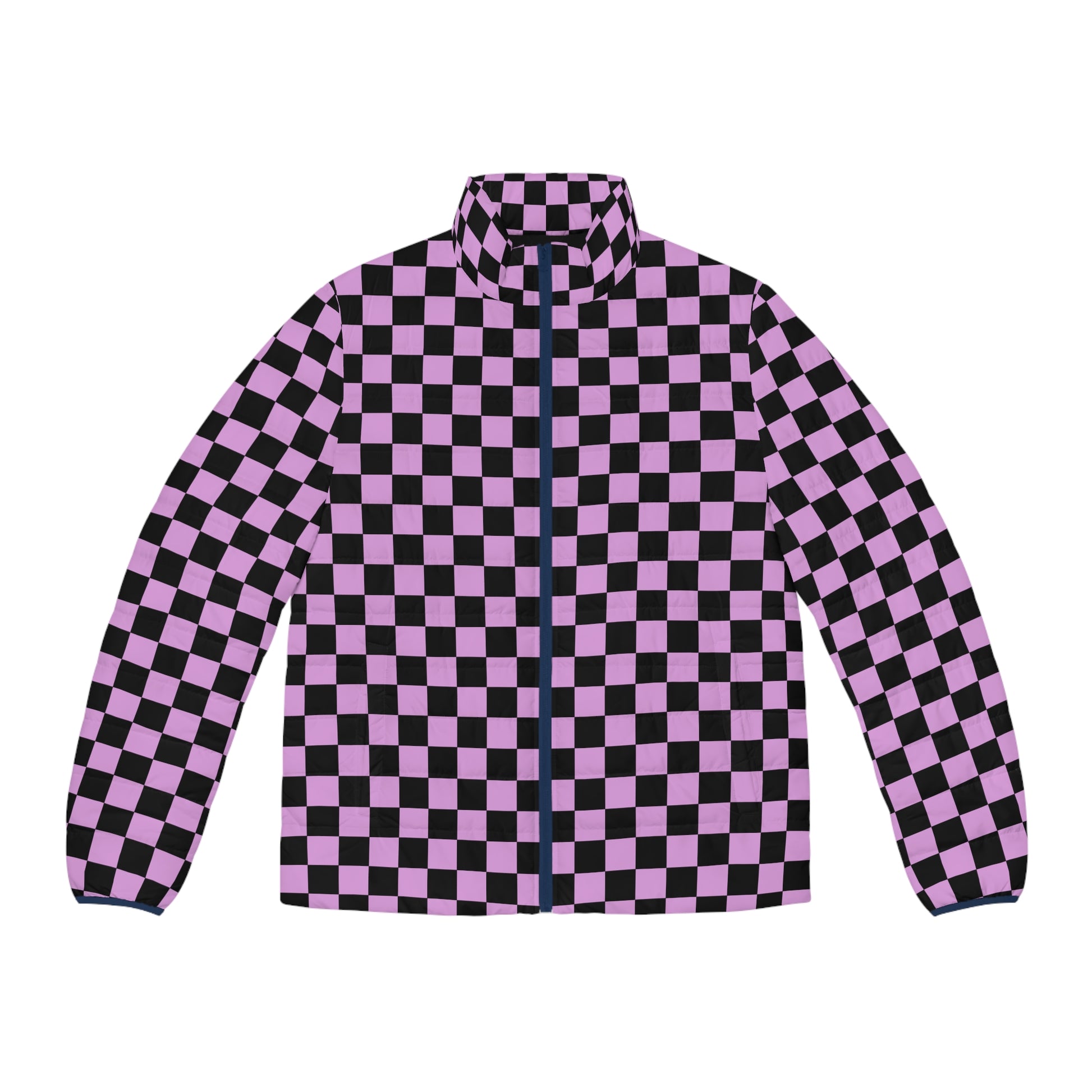Pixel Punk Vision Men's Puffer Jacket (AOP), Artsulli - Art is Long, Life is Short, All Over Prints, Size, S, Color, Dark blue zipper, , , 32415918807286343589