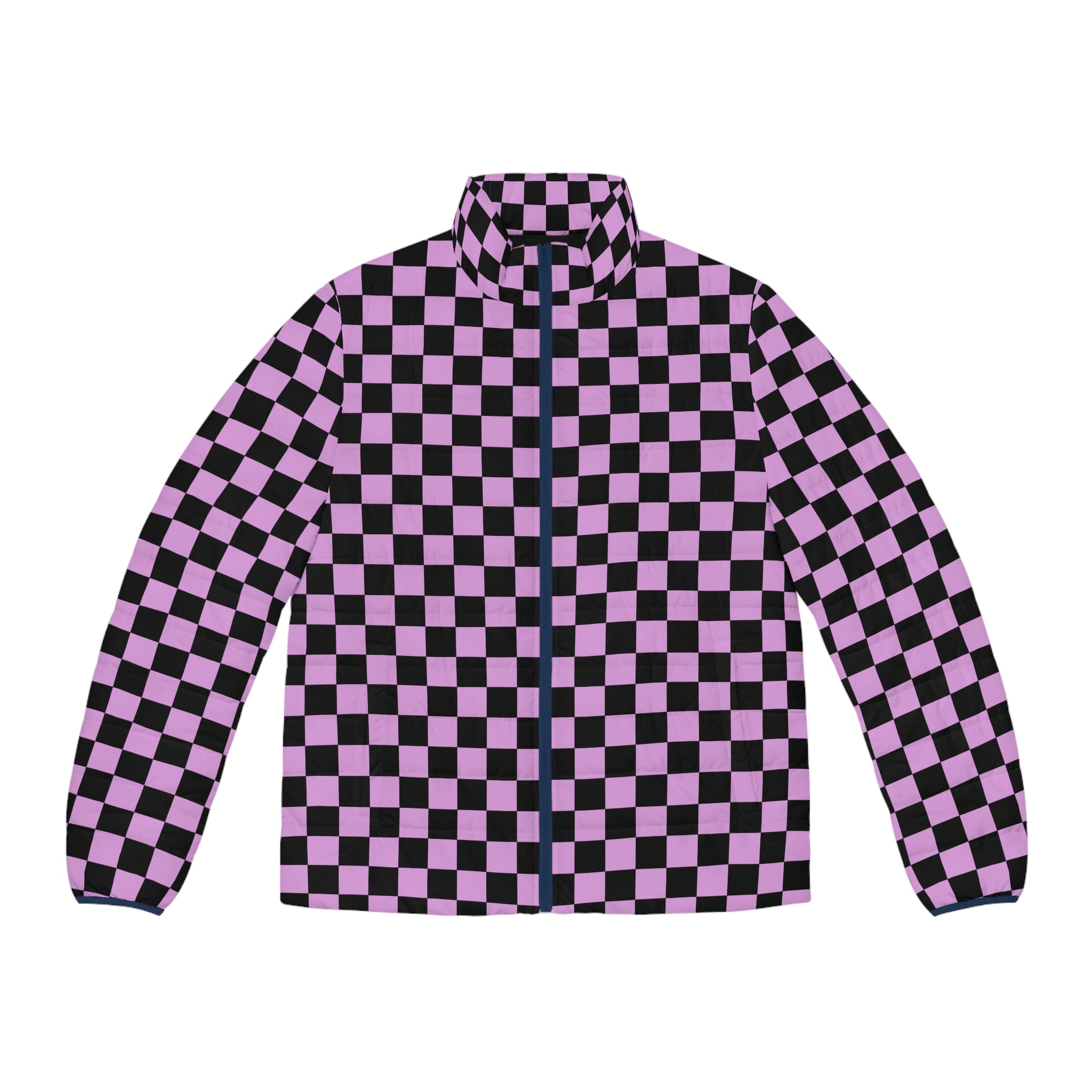 Pixel Punk Vision Men's Puffer Jacket (AOP), Artsulli - Art is Long, Life is Short, All Over Prints, Size, S, Color, Dark blue zipper, , , 32415918807286343589