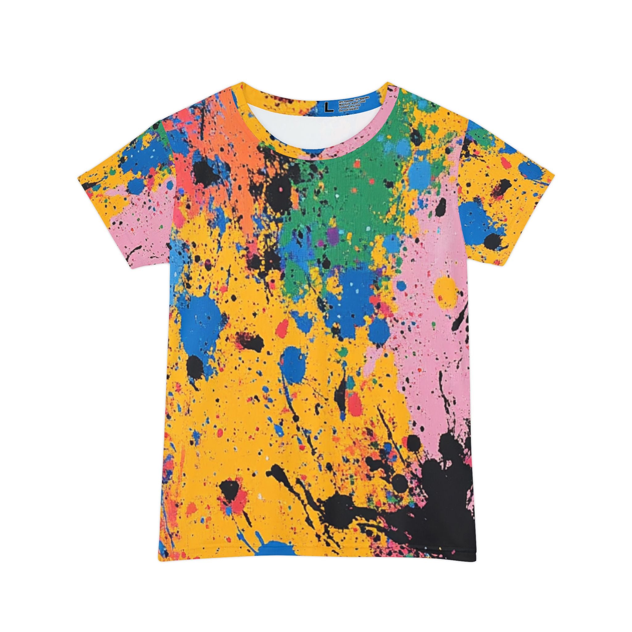 The Colors Of Paint Splatter Women's Short Sleeve Shirt (AOP), Artsulli - Art is Long, Life is Short, All Over Prints, Size, XS, , , , , 12880637525923