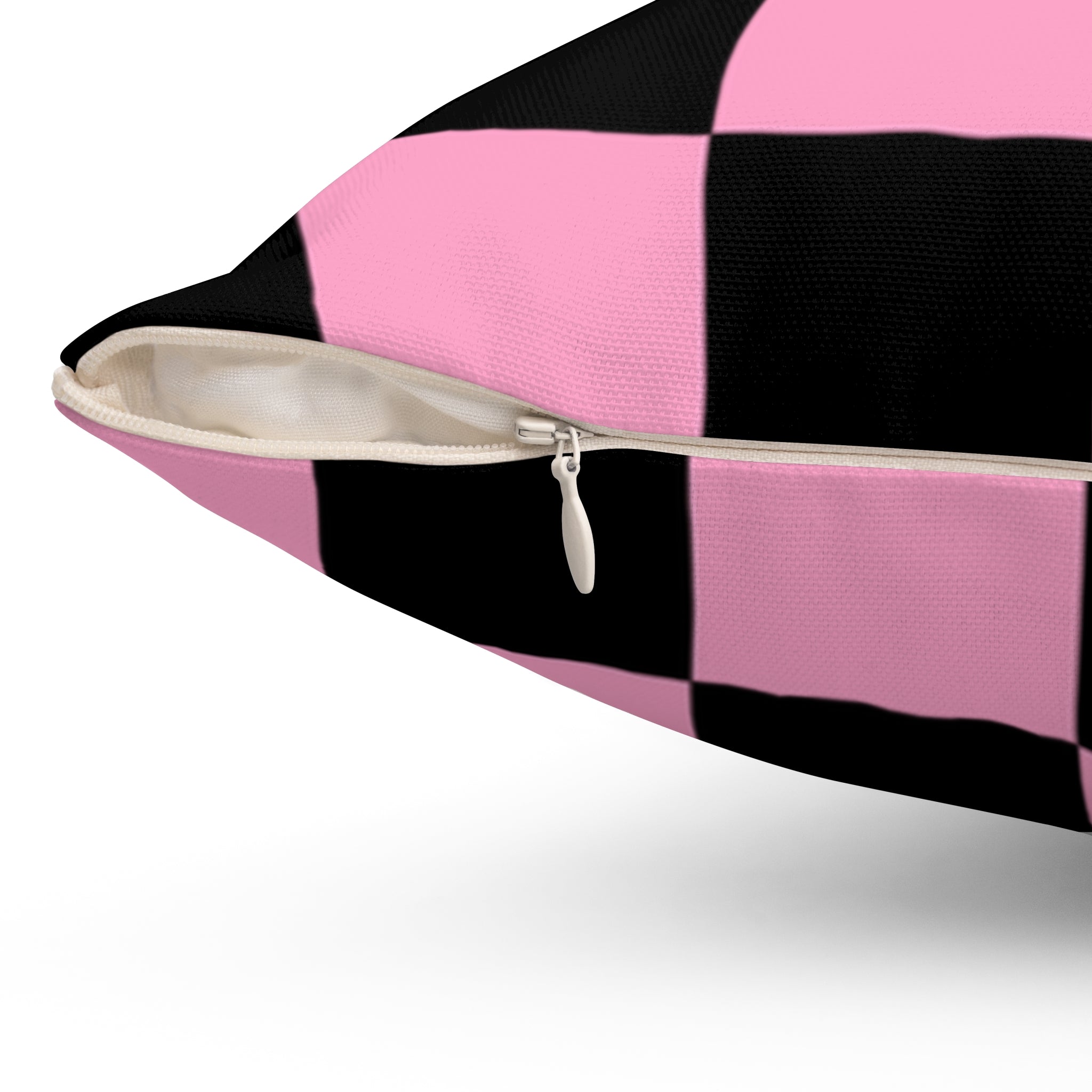 Checkerboard Black and Pink Spun Polyester Square Pillow, Artsulli - Art is Long, Life is Short, Home Decor, , , , , , , 
