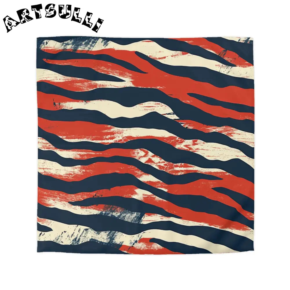 JAKKOUTTHEBXX Art Printed Abstract Striped Throw Blanket Red Navy